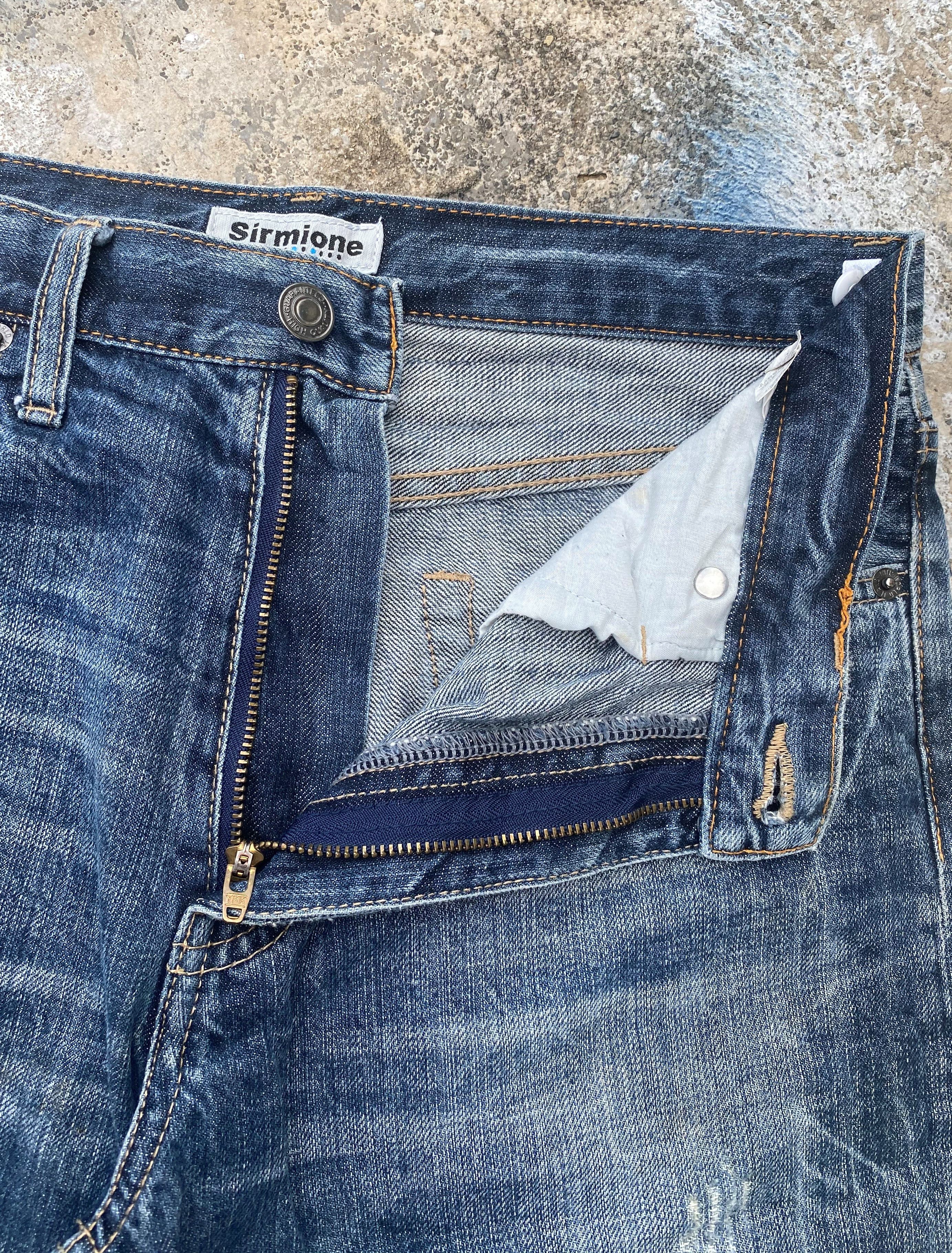 Japanese Brand RARE🔥Skull Pants Light Wash Whiskers Distressed Denim Size US 29 - 8 Thumbnail