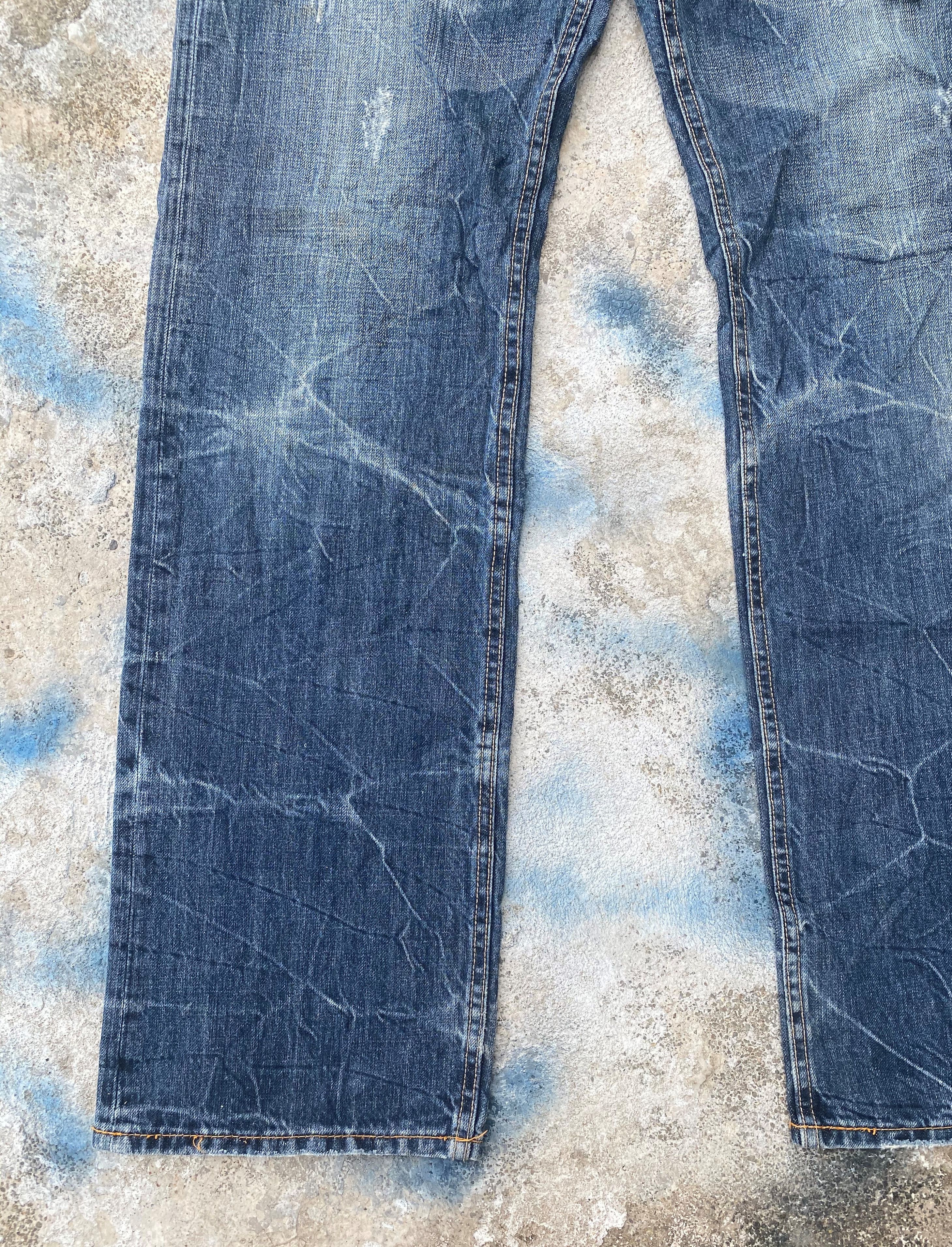 Japanese Brand RARE🔥Skull Pants Light Wash Whiskers Distressed Denim Size US 29 - 5 Thumbnail