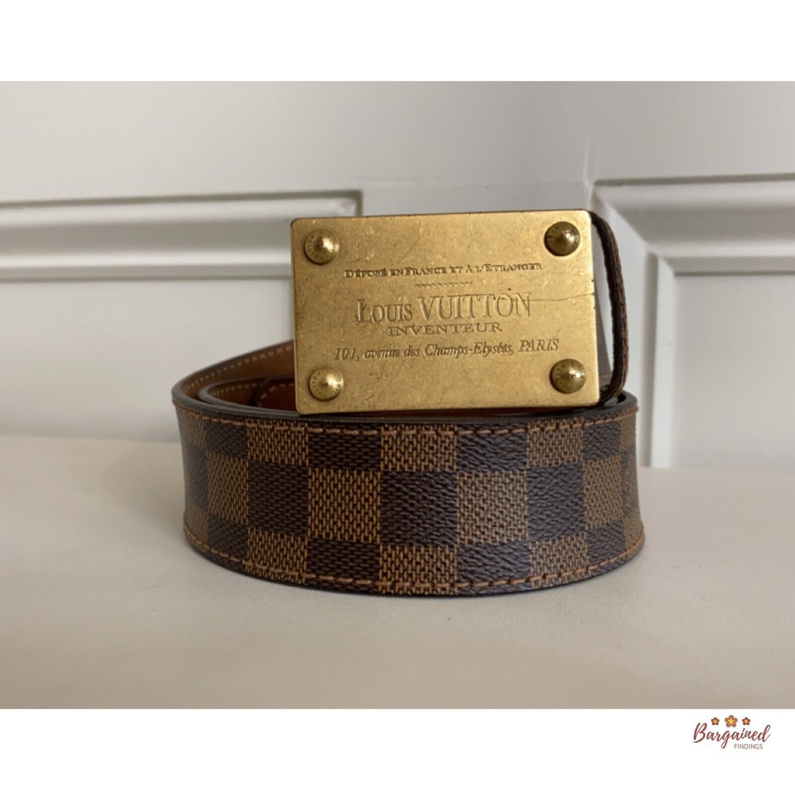 Louis Vuitton Louis Vuitton Damier Ebene Canvas Leather Inventeur Belt Size 30 - 1 Thumbnail