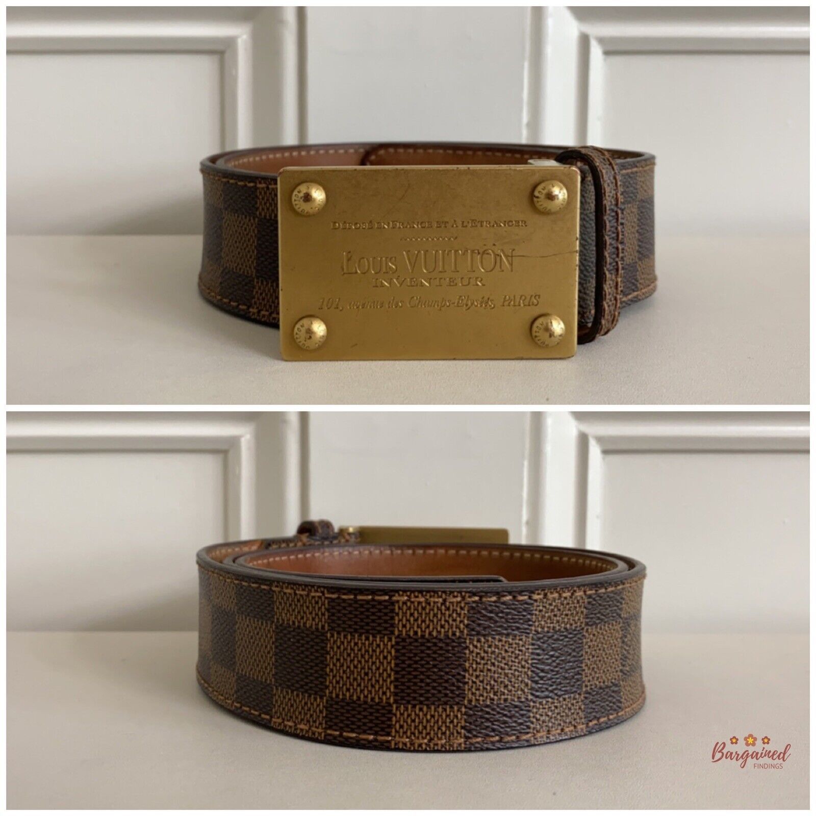Louis Vuitton Louis Vuitton Damier Ebene Canvas Leather Inventeur Belt Size 30 - 3 Thumbnail