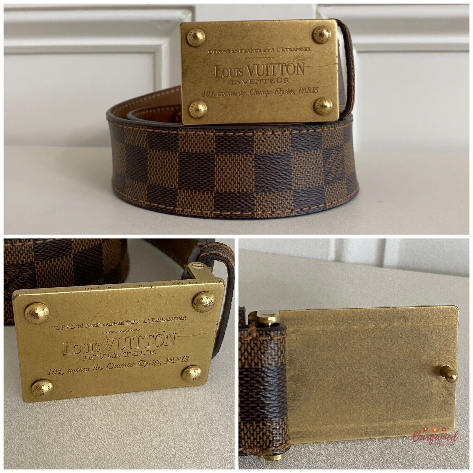 Louis Vuitton Louis Vuitton Damier Ebene Canvas Leather Inventeur Belt Size 30 - 2 Thumbnail