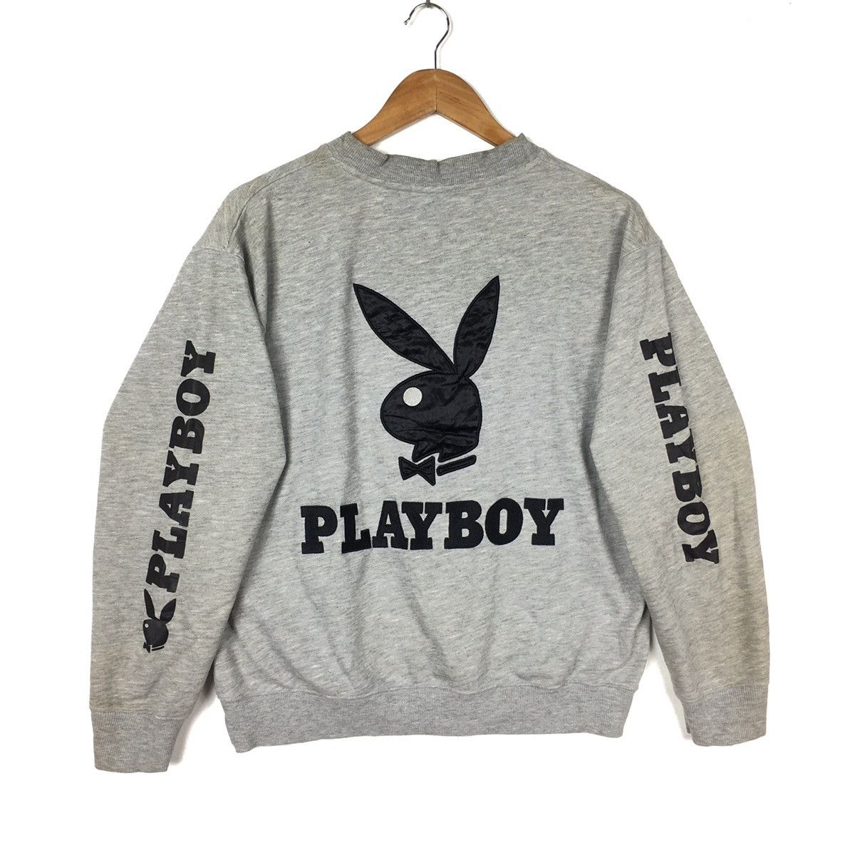 Playboy Vintage 90s PLAYBOY BIG BUNNY Magazine Grey Sweatshirt Size US L / EU 52-54 / 3 - 1 Thumbnail