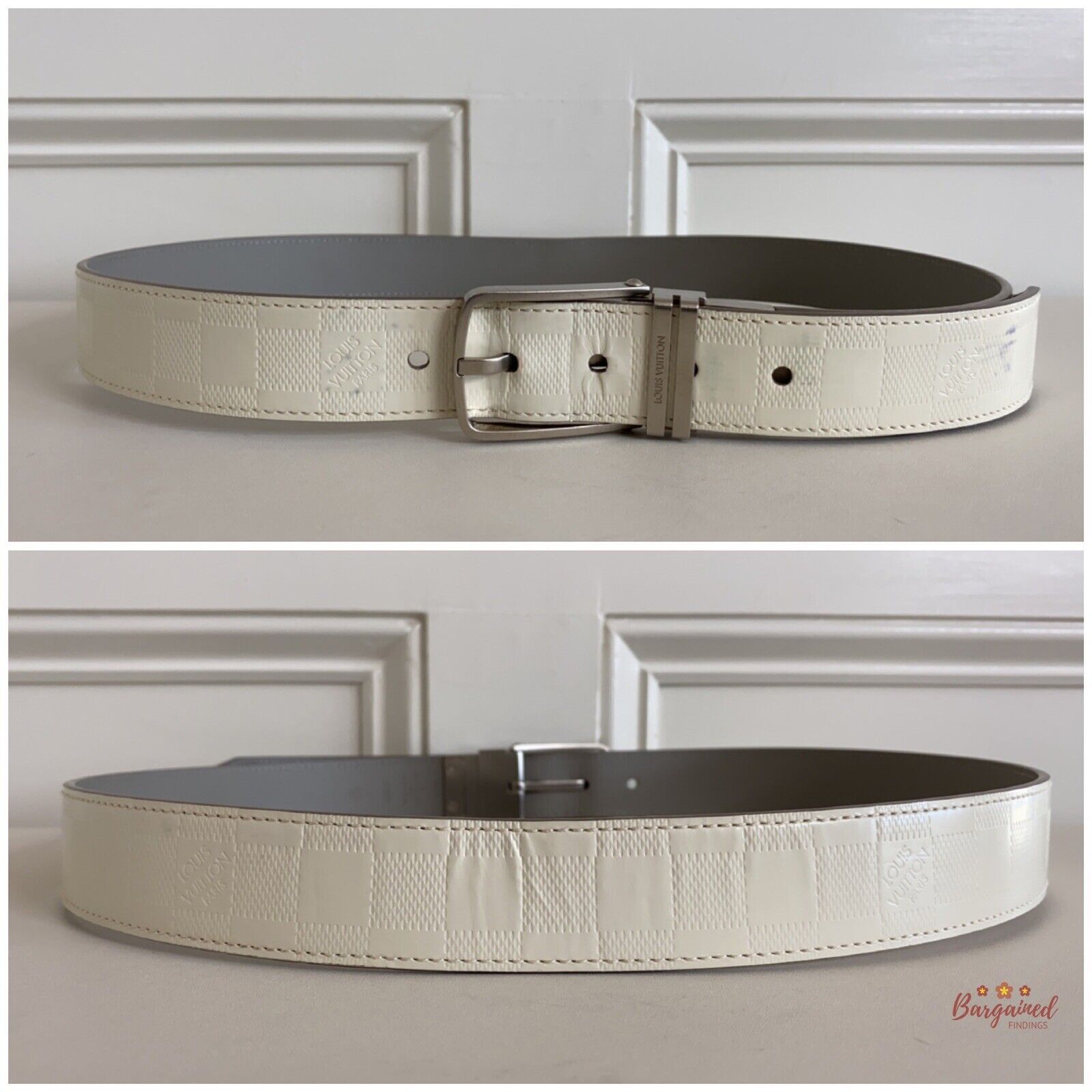 Louis Vuitton Louis Vuitton White Damier Infini Leather Reversible Belt Size 36 - 5 Thumbnail