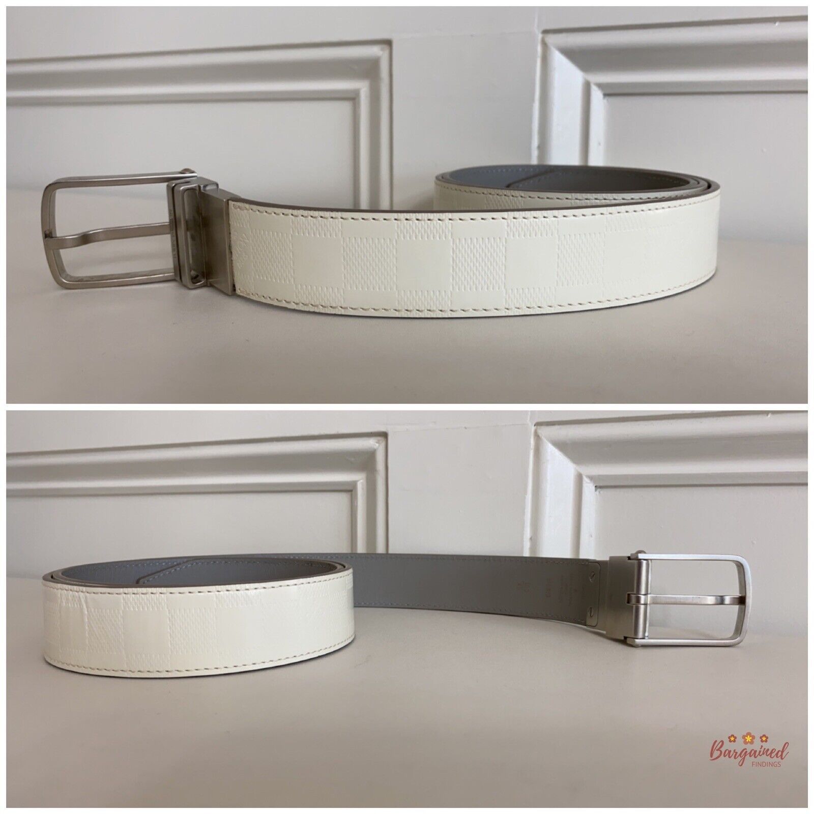 Louis Vuitton Louis Vuitton White Damier Infini Leather Reversible Belt Size 36 - 11 Thumbnail