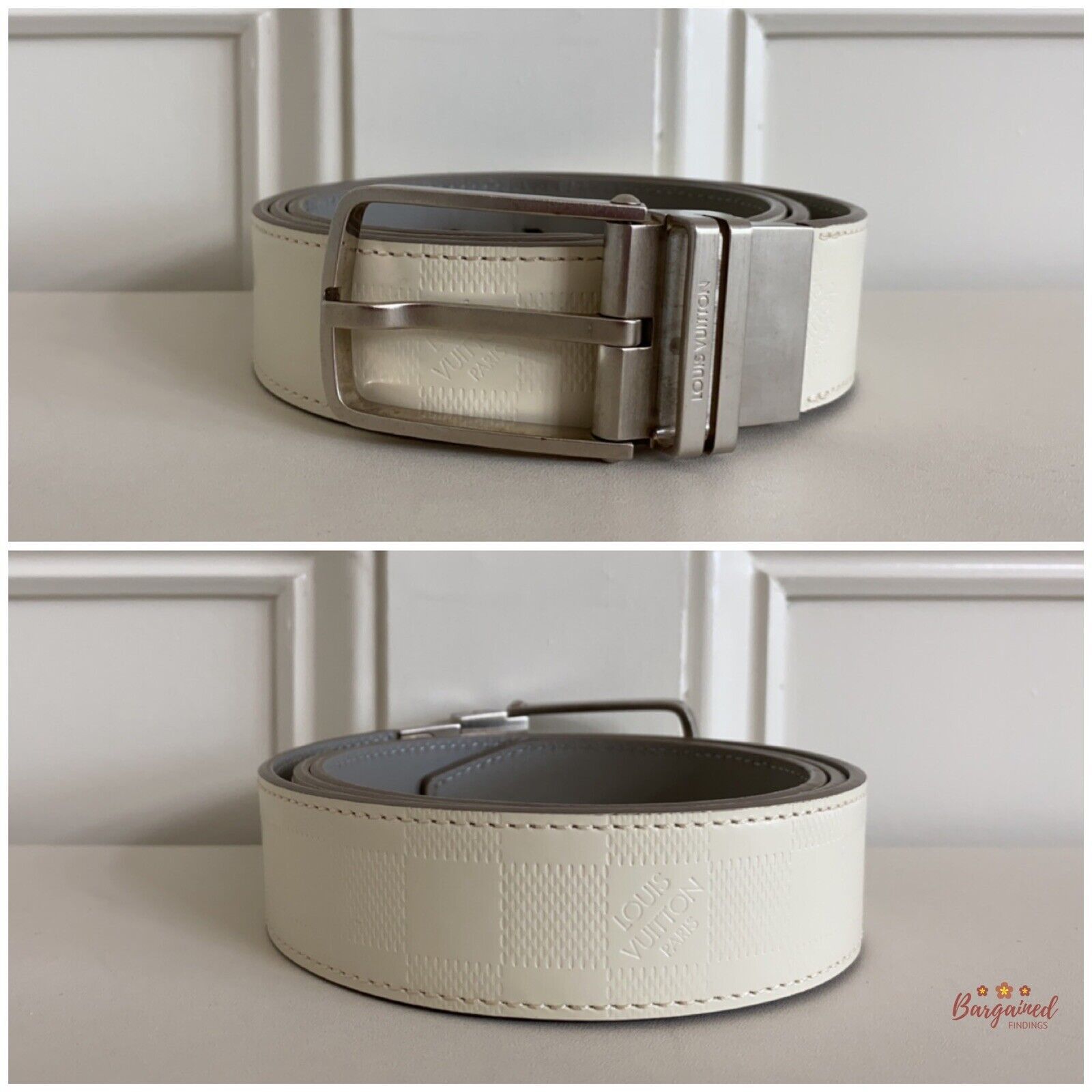 Louis Vuitton Louis Vuitton White Damier Infini Leather Reversible Belt Size 36 - 4 Thumbnail