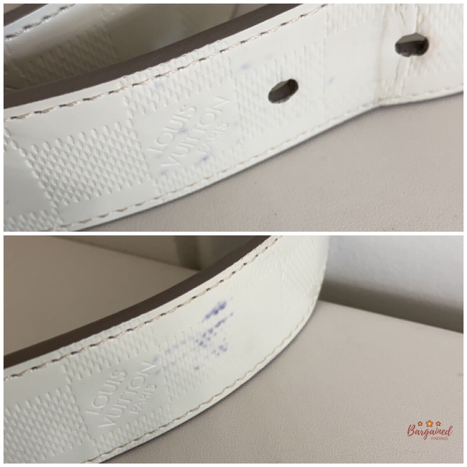 Louis Vuitton Louis Vuitton White Damier Infini Leather Reversible Belt Size 36 - 13 Thumbnail