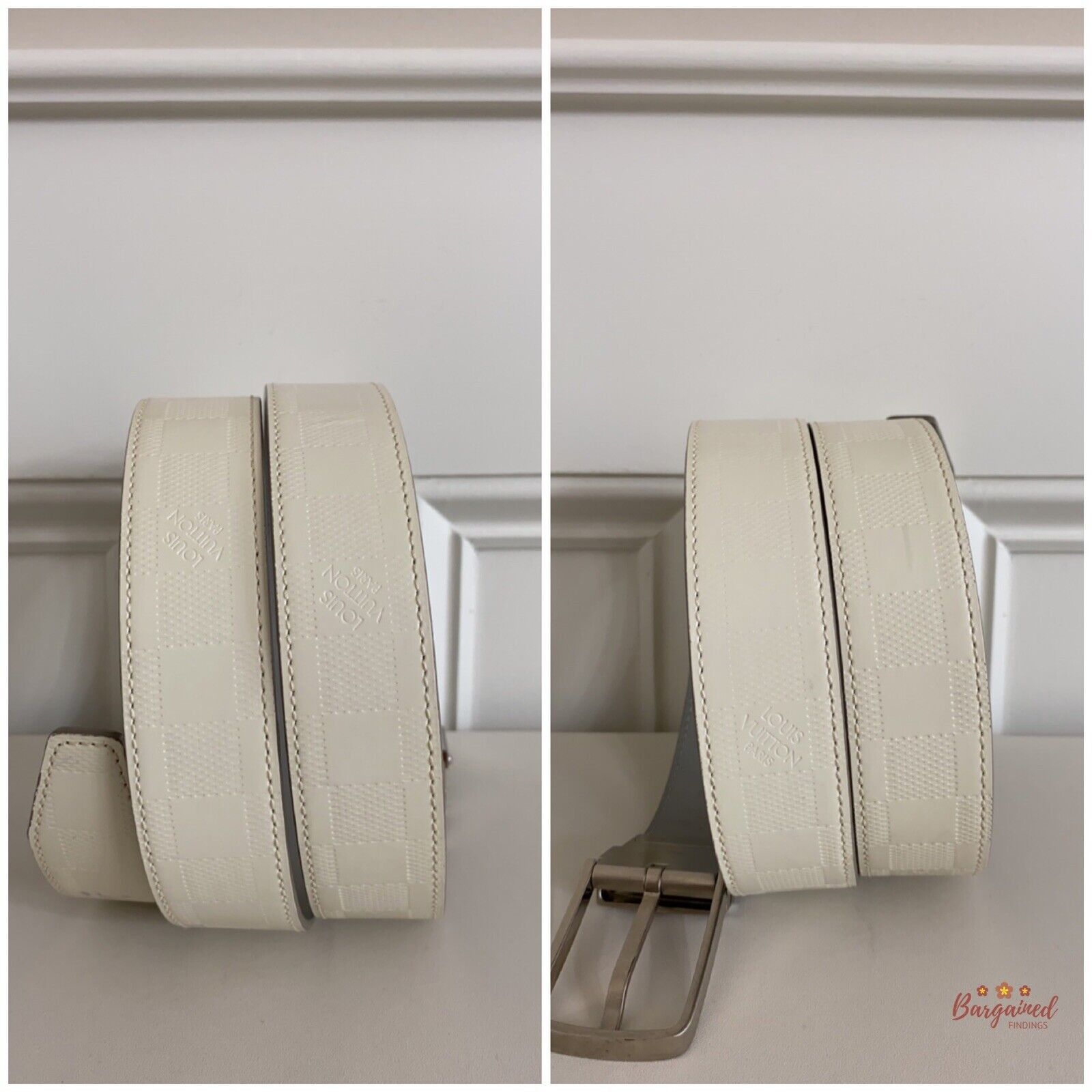 Louis Vuitton Louis Vuitton White Damier Infini Leather Reversible Belt Size 36 - 9 Thumbnail