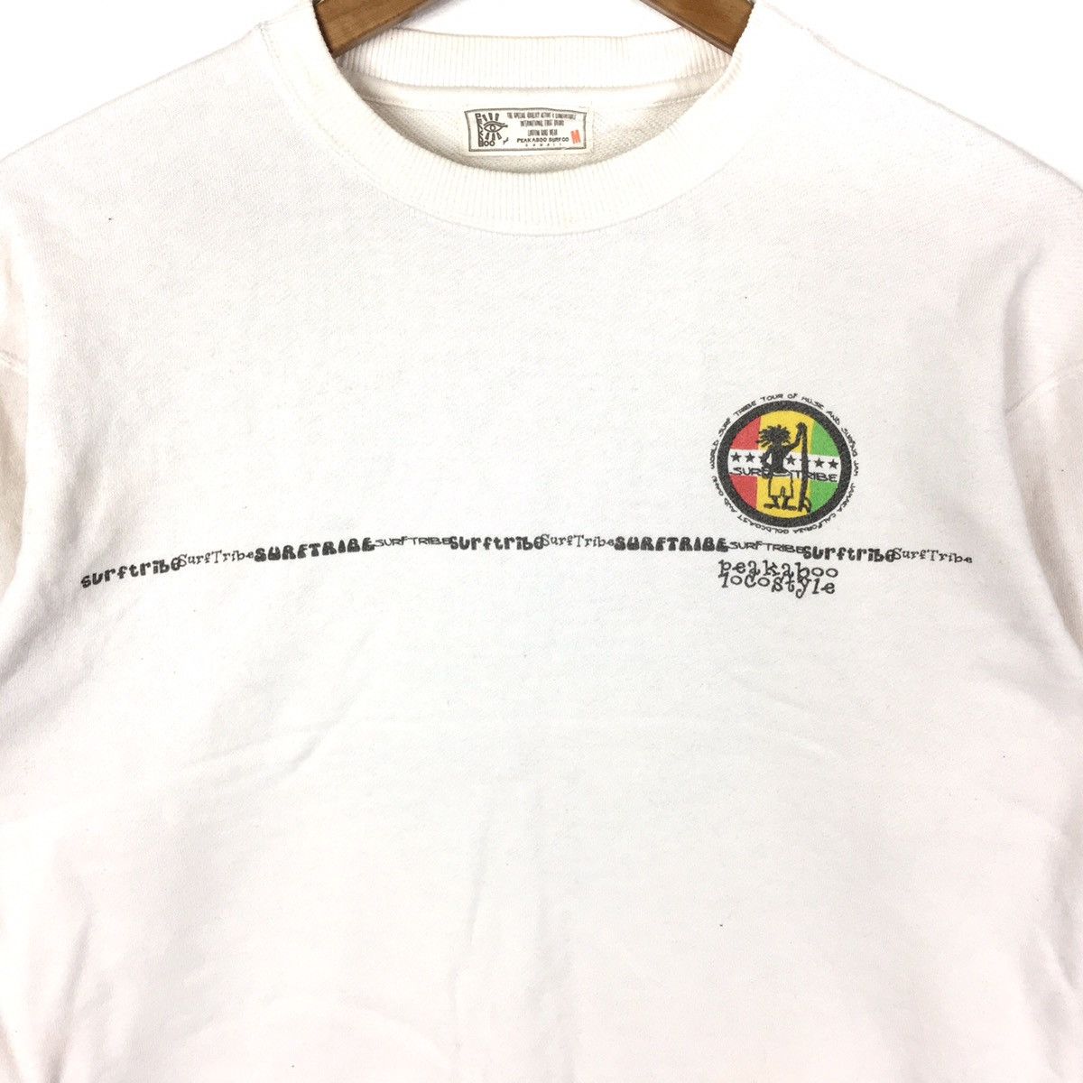 Vintage PEAKABOO Reggae Beach Surf Hawaii White Sweatshirt Size US M / EU 48-50 / 2 - 2 Thumbnail