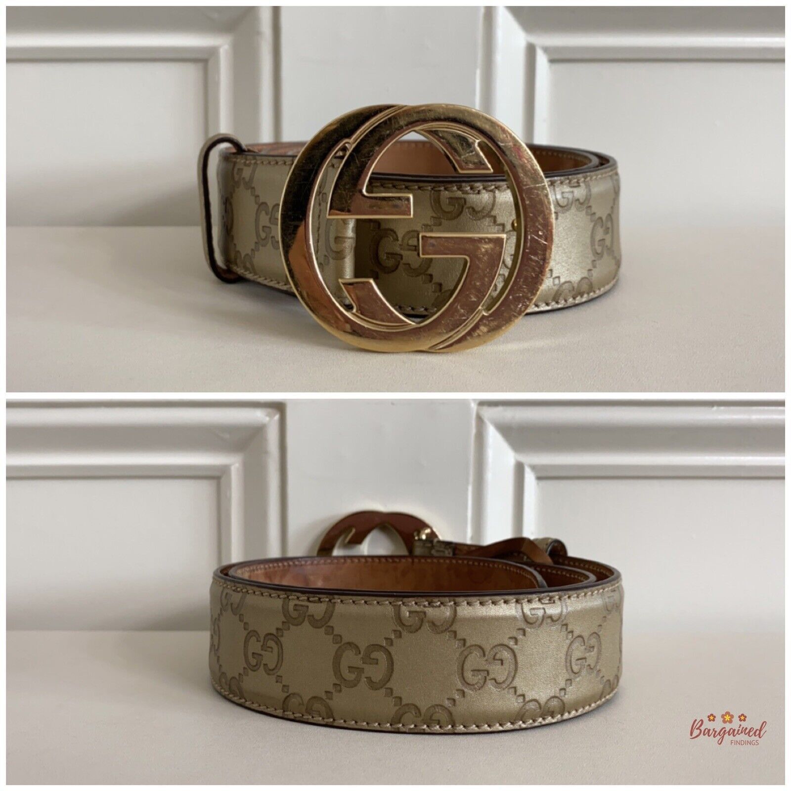 Gucci Gucci Gold Guccissima Leather Gold Interlocking G Belt Size 30 - 3 Thumbnail
