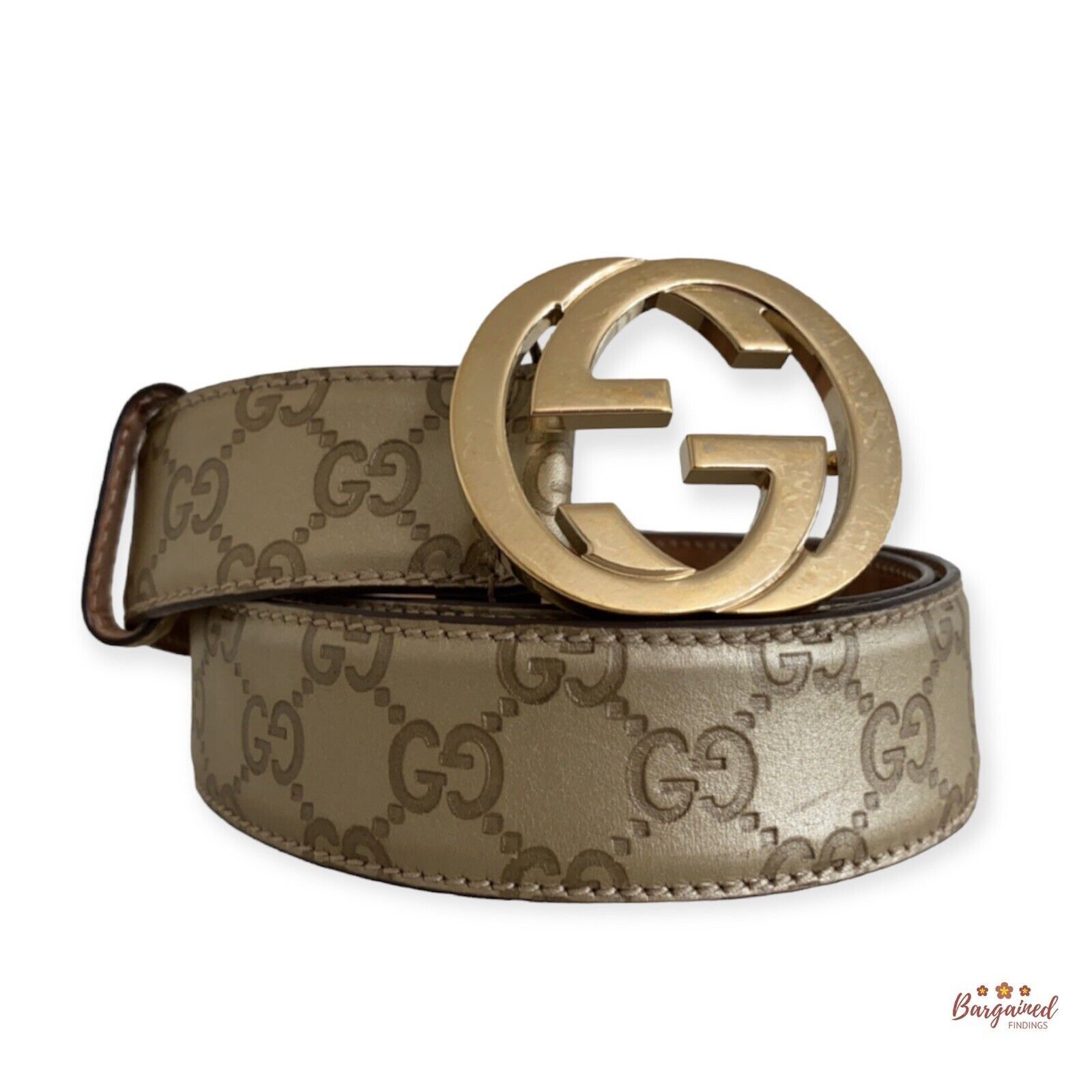 Gucci Gucci Gold Guccissima Leather Gold Interlocking G Belt Size 30 - 1 Thumbnail