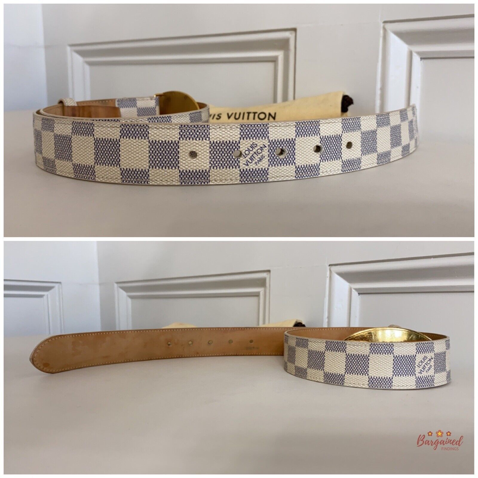 Louis Vuitton Louis Vuitton Damier Azur Canvas Leather Voyage Belt Size ONE SIZE - 10 Thumbnail