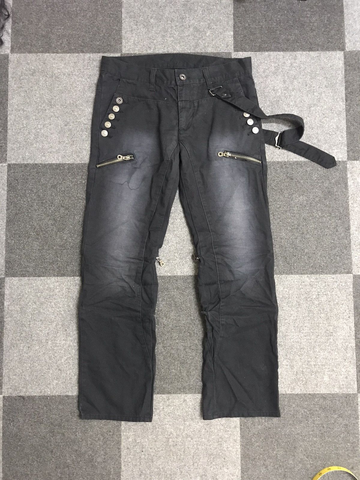 image of Archival Stonewash Ppfm Eastern Rock Streetwear Cropped Pant in Black Stonewash, Men's (Size 31)