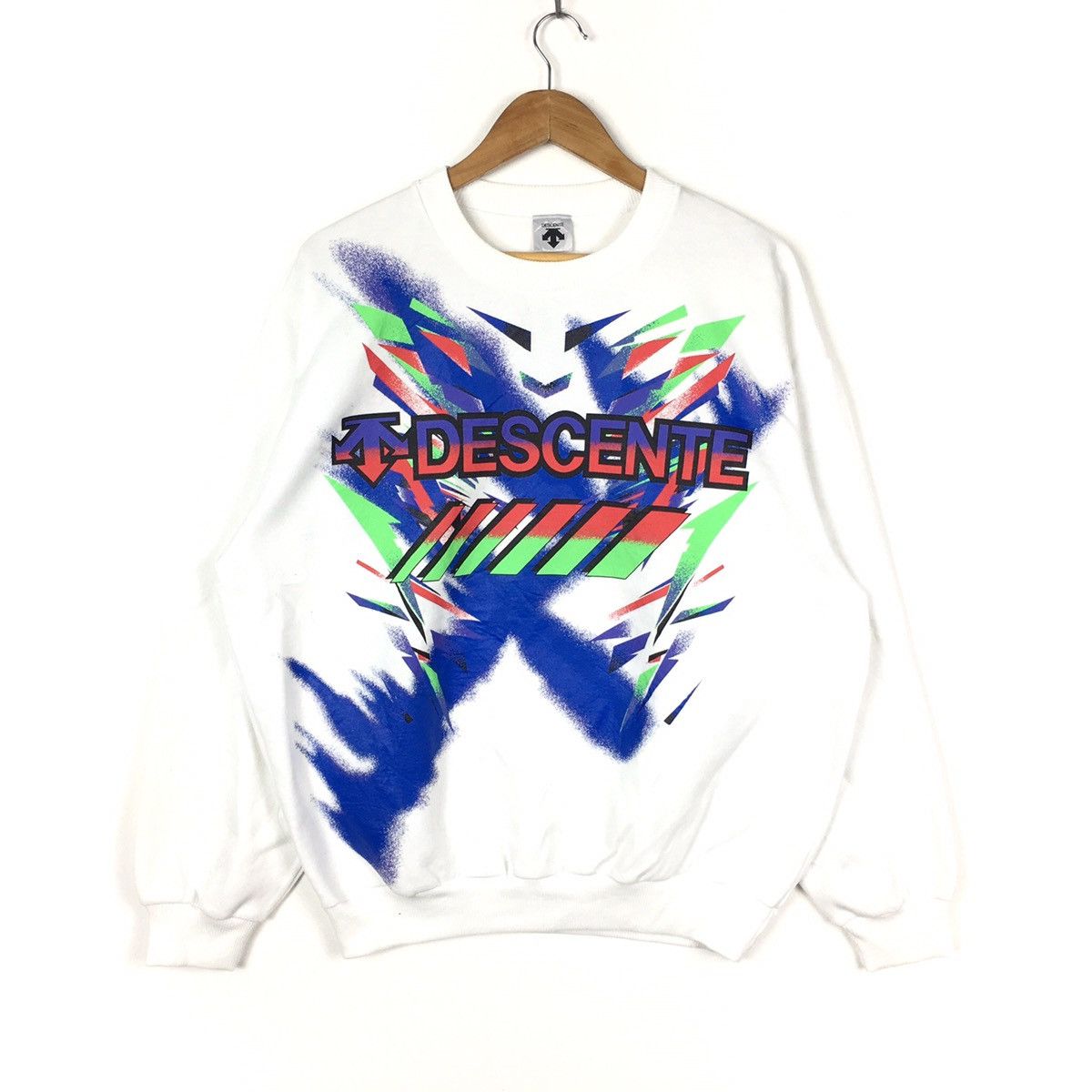Descente Vintage 90s DESCENTE Japanese Brand Sport White Sweatshirt Size US XXL / EU 58 / 5 - 1 Thumbnail