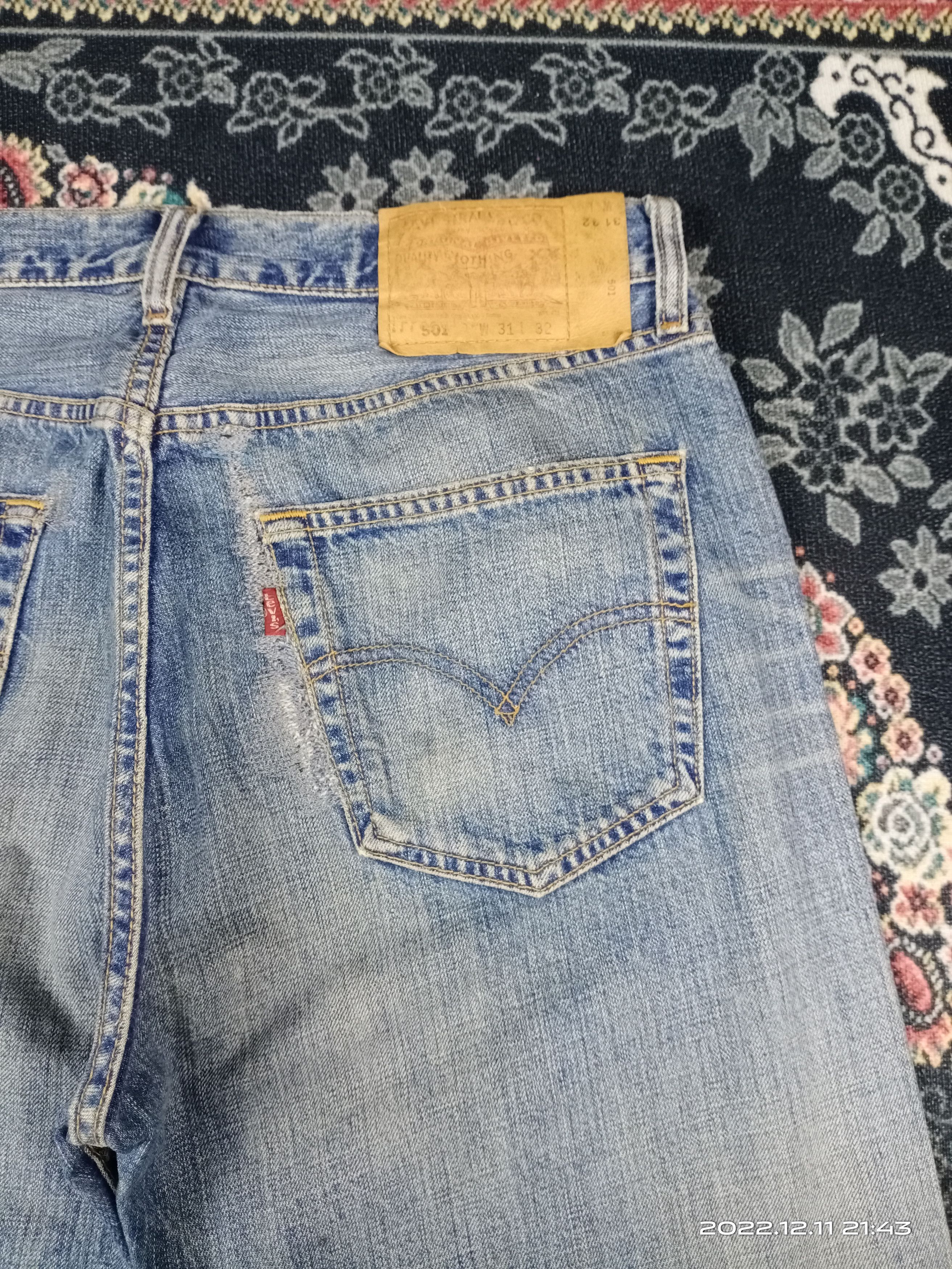 Levi's 💥RARE💥Levis 501 Medium Blue Wash Repaired Denim Jeans Size US 30 / EU 46 - 12 Thumbnail
