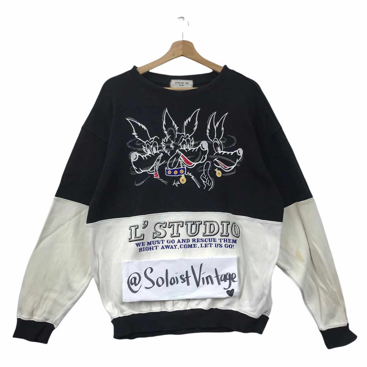 Vintage L’STUDIO 291 By SHO WOLF Two Tone Embroidered Sweatshirt Size US L / EU 52-54 / 3 - 1 Thumbnail