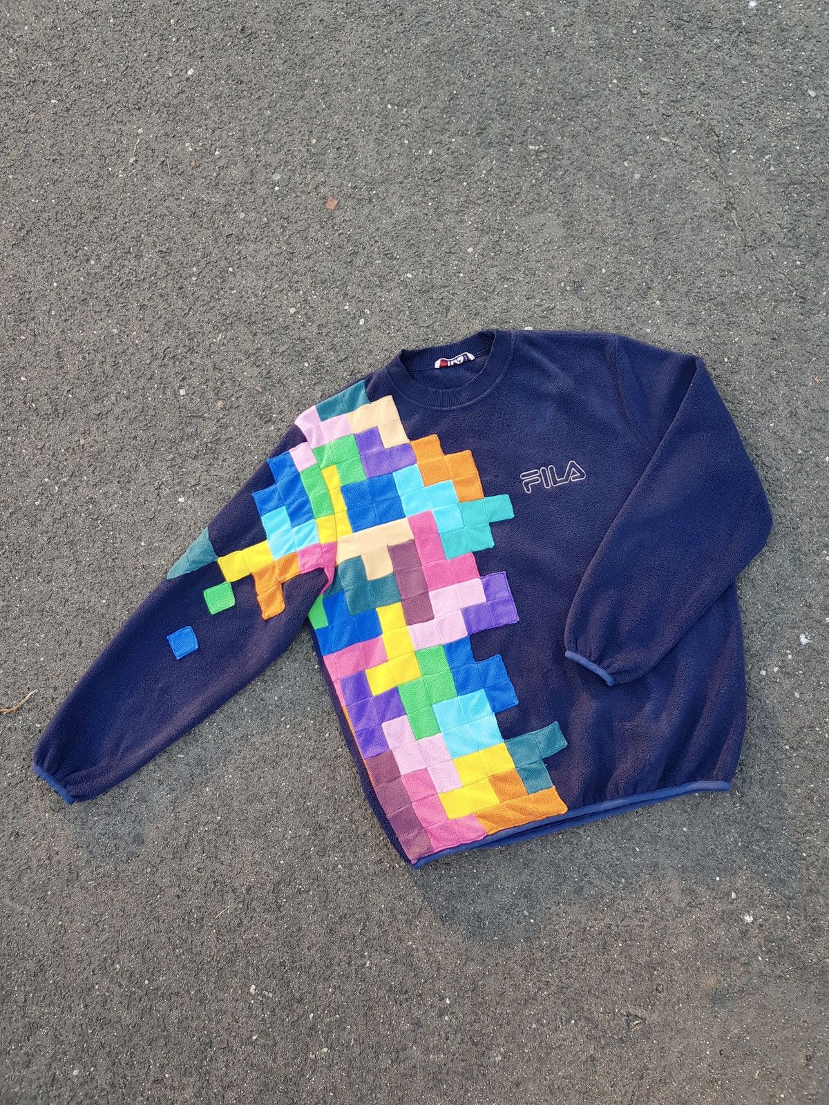 Fila 🖤Unique FILA vintage fleece handmade Tetris sweatshirt Size US XL / EU 56 / 4 - 1 Thumbnail