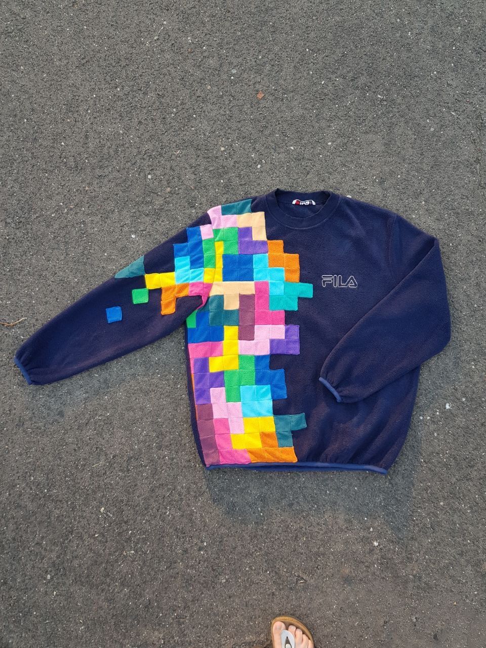 Fila 🖤Unique FILA vintage fleece handmade Tetris sweatshirt Size US XL / EU 56 / 4 - 2 Thumbnail