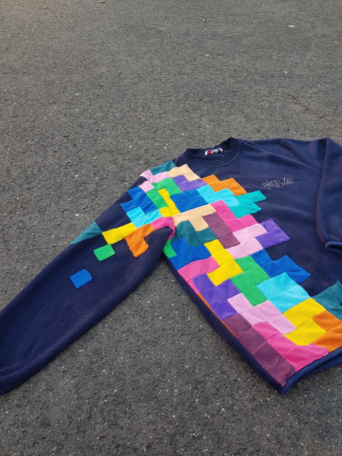 Fila 🖤Unique FILA vintage fleece handmade Tetris sweatshirt Size US XL / EU 56 / 4 - 5 Thumbnail