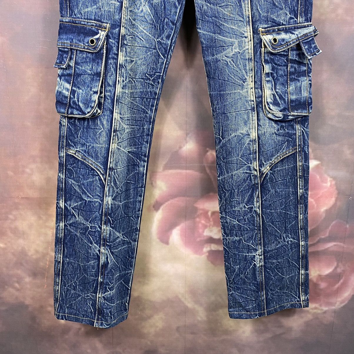 If Six Was Nine × Japanese Brand Rare🔥Vintage Amore HoneyComb Double Waist Cargo Denim Jeans Size US 32 / EU 48 - 4 Thumbnail