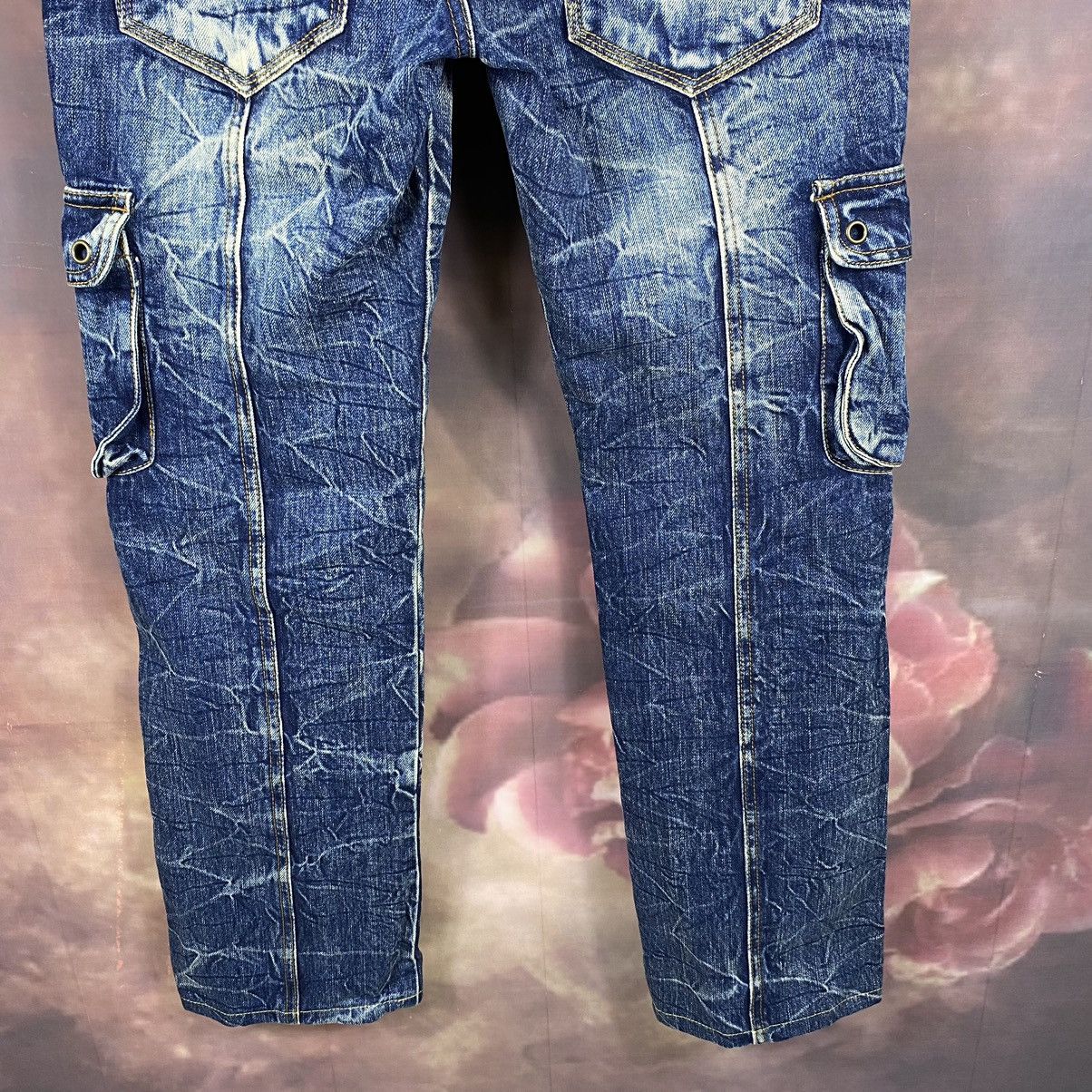 If Six Was Nine × Japanese Brand Rare🔥Vintage Amore HoneyComb Double Waist Cargo Denim Jeans Size US 32 / EU 48 - 7 Thumbnail