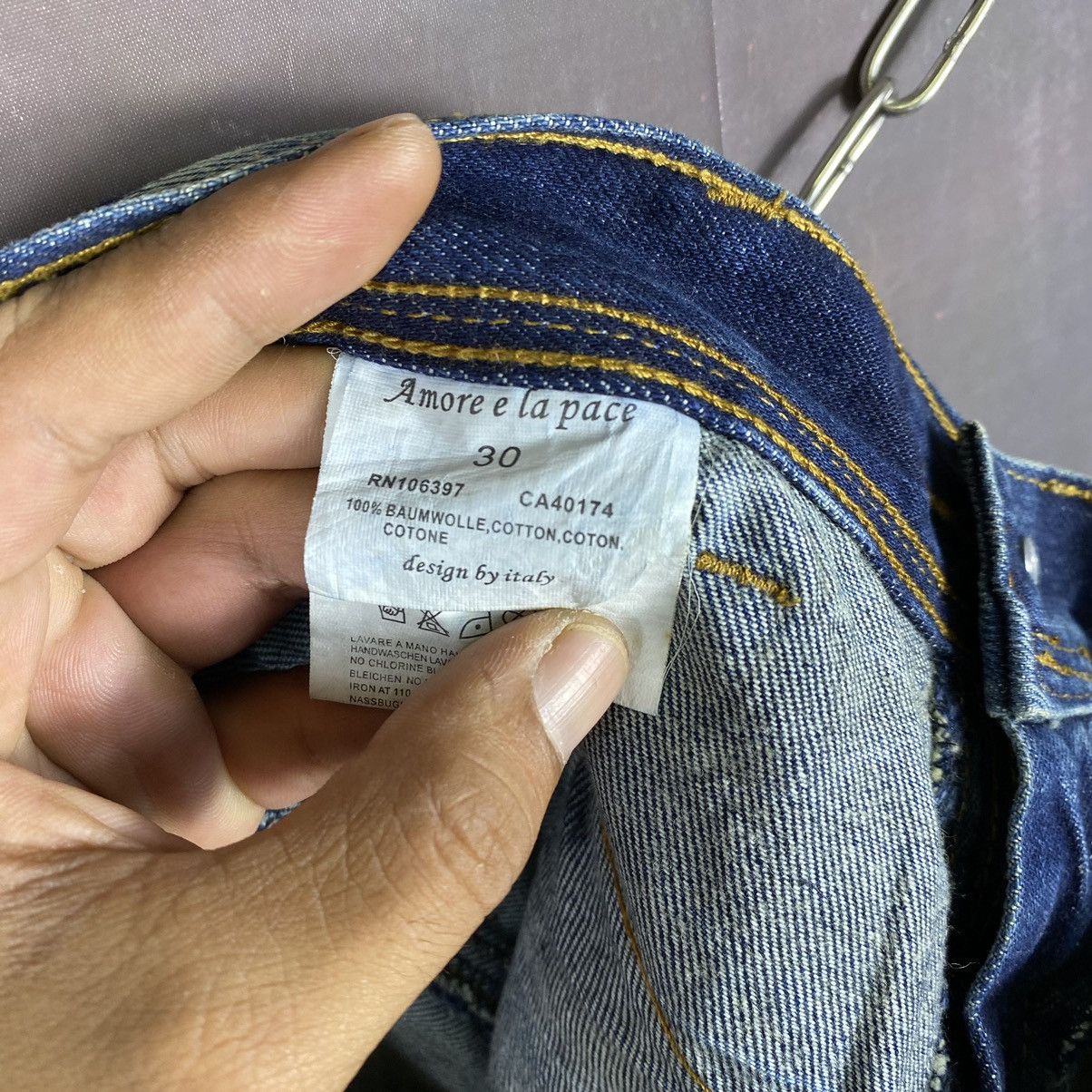 If Six Was Nine × Japanese Brand Rare🔥Vintage Amore HoneyComb Double Waist Cargo Denim Jeans Size US 32 / EU 48 - 9 Thumbnail