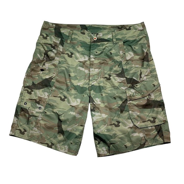 Vintage AFTCO Men's Hybrid Fishing Cargo Shorts Green Camouflage • Size ...