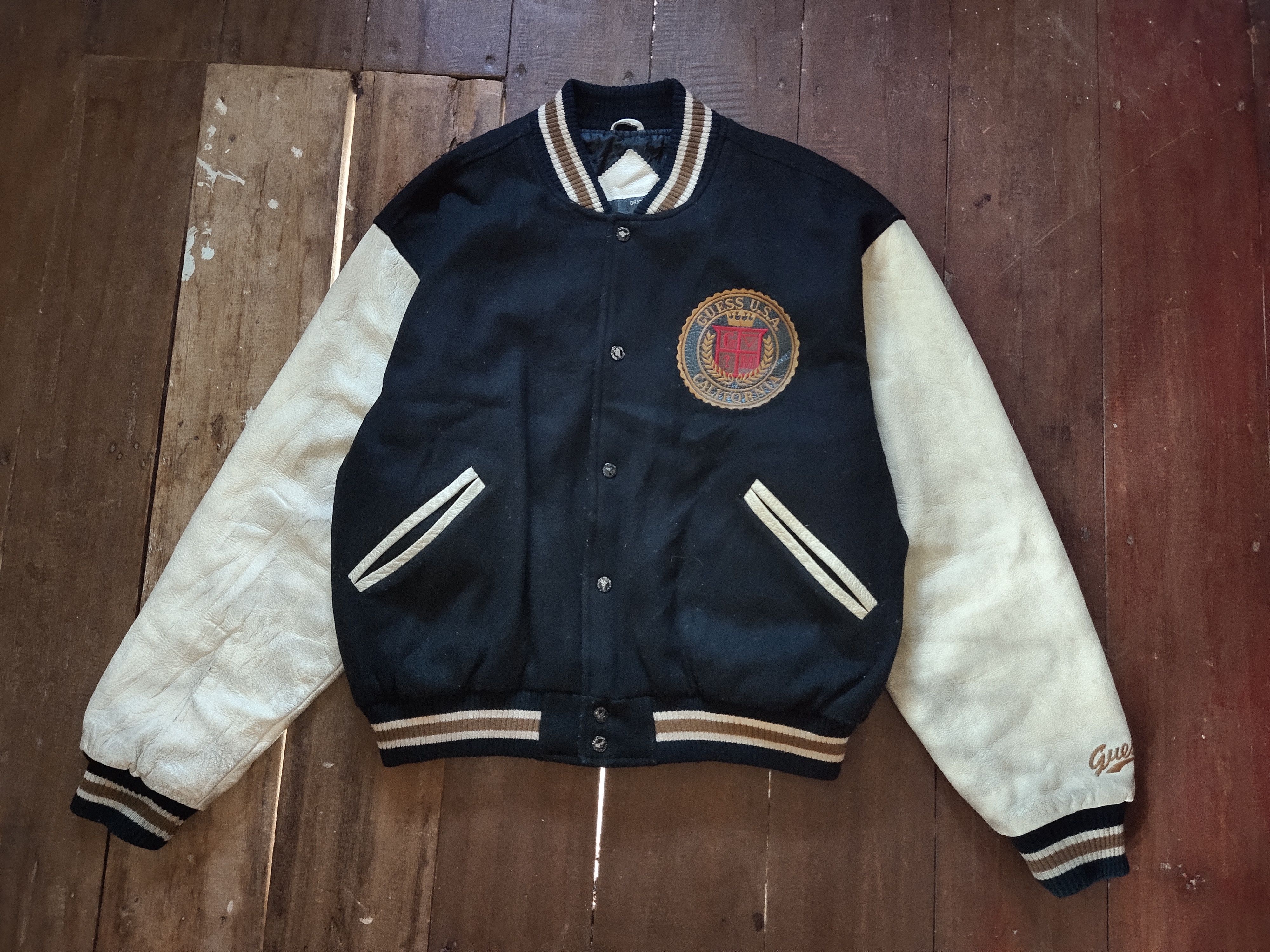 Guess × Vintage Vintage Guess American Classic Wool Varsity Jacket Size US XL / EU 56 / 4 - 1 Thumbnail