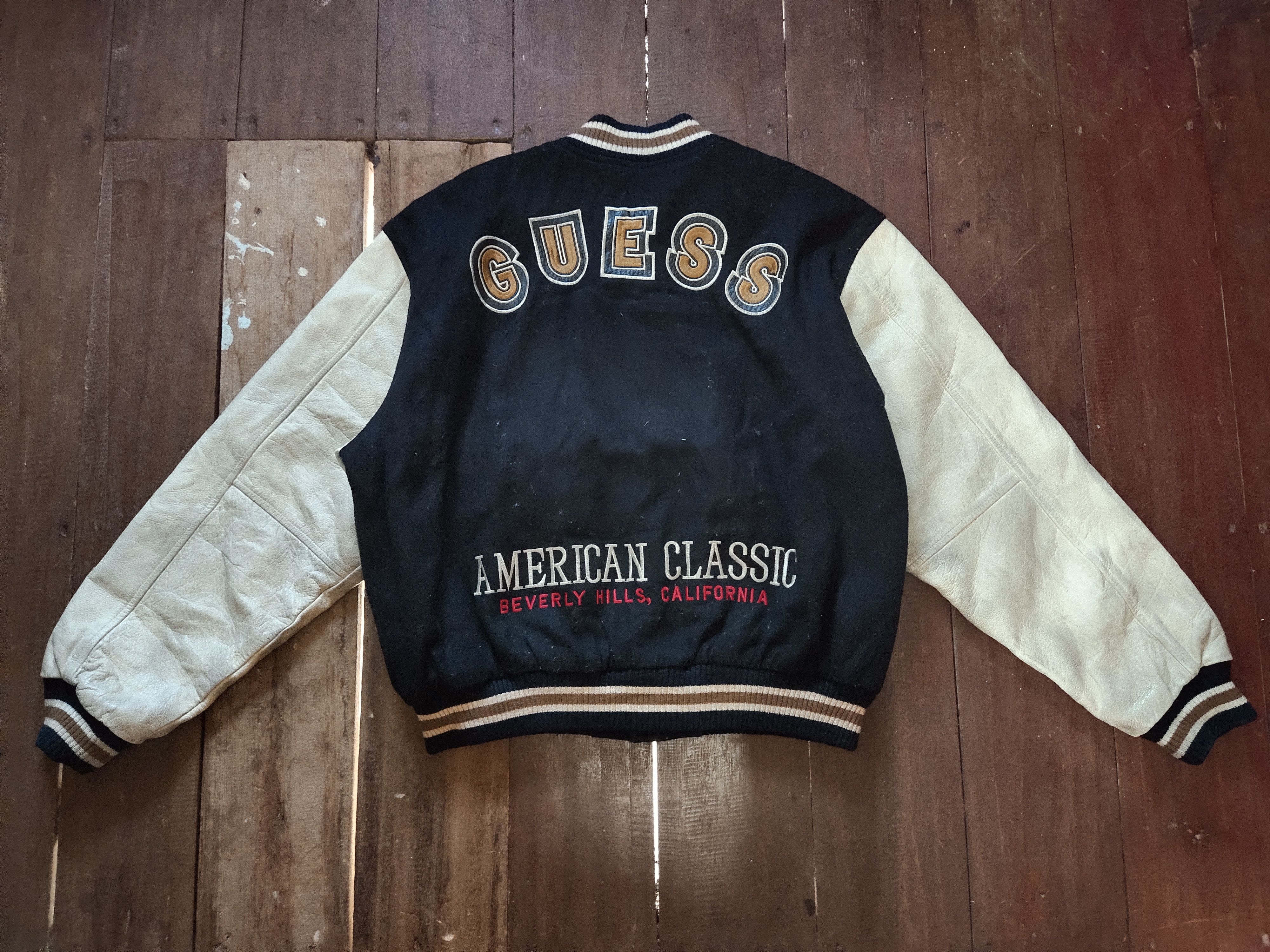 Guess × Vintage Vintage Guess American Classic Wool Varsity Jacket Size US XL / EU 56 / 4 - 3 Thumbnail