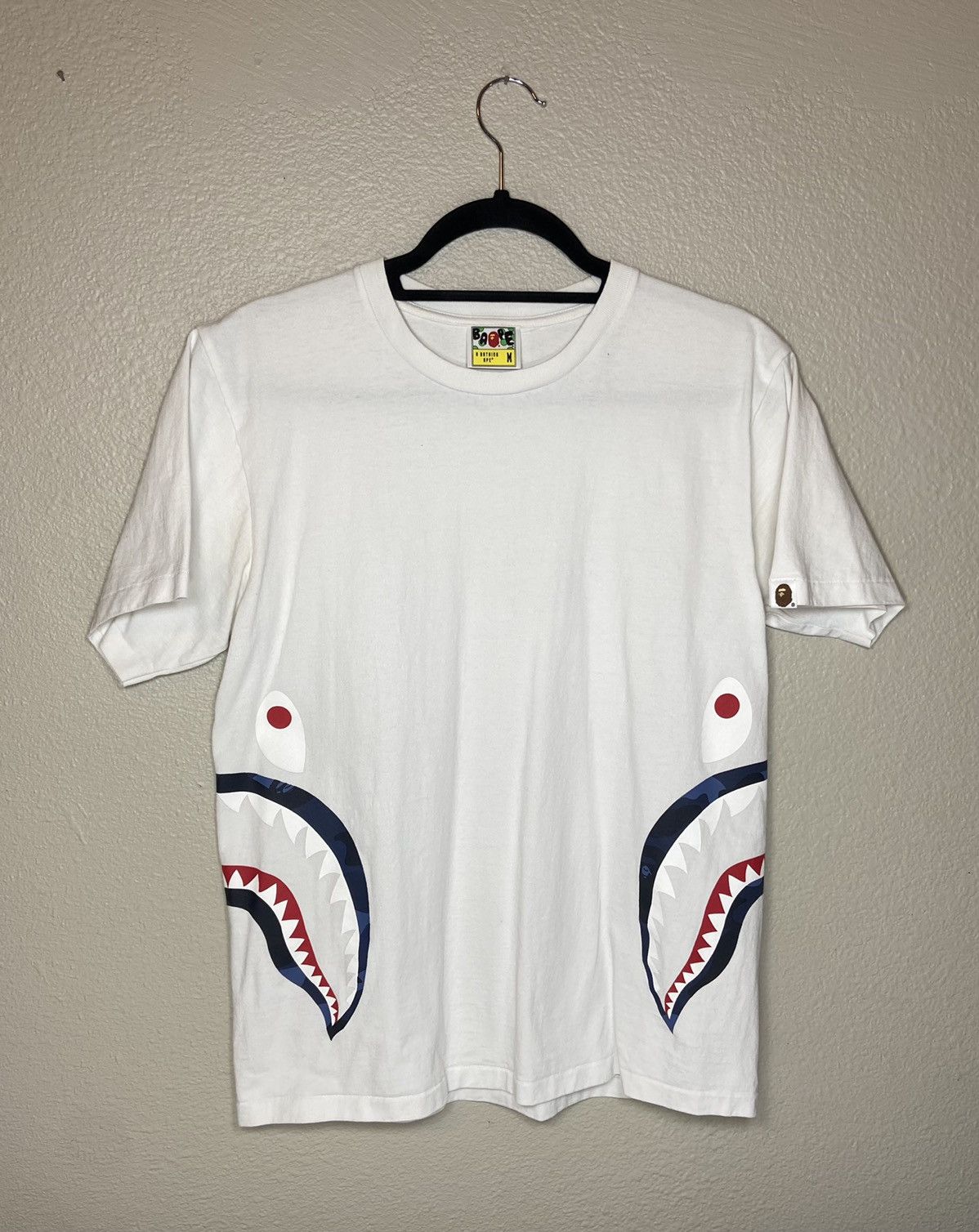 Bape bicolor shark tee deals