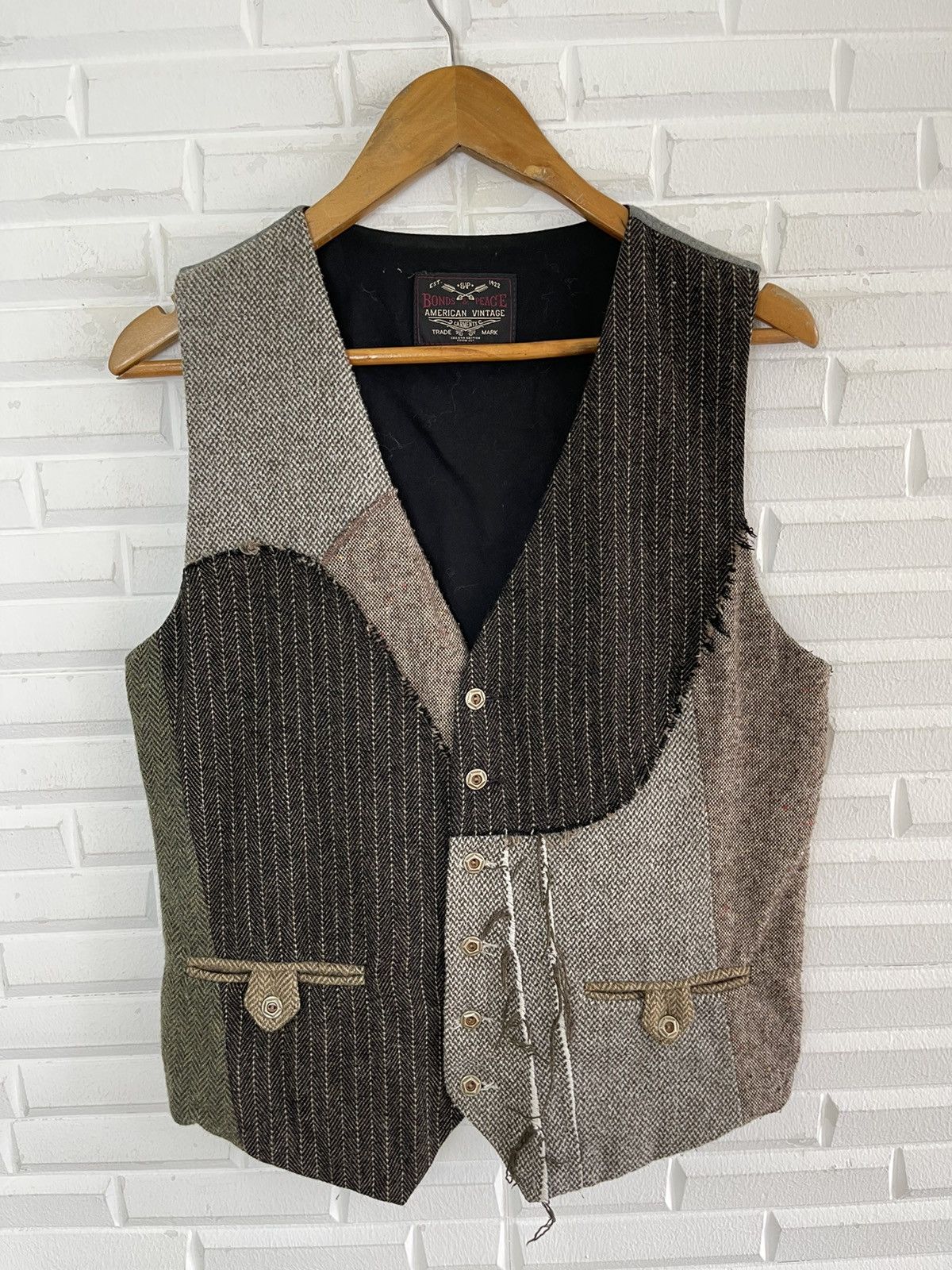 Vintage 🔥Iconic Kapital Design PATCHWORKS Vest Tweed American Size US M / EU 48-50 / 2 - 7 Thumbnail