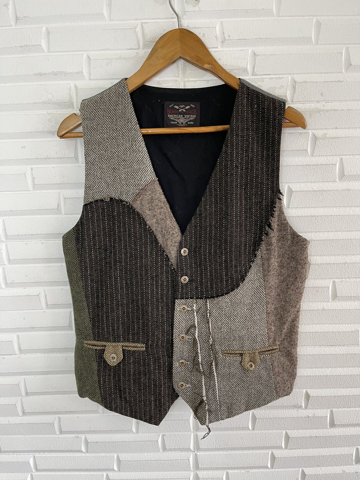 Vintage 🔥Iconic Kapital Design PATCHWORKS Vest Tweed American Size US M / EU 48-50 / 2 - 2 Thumbnail