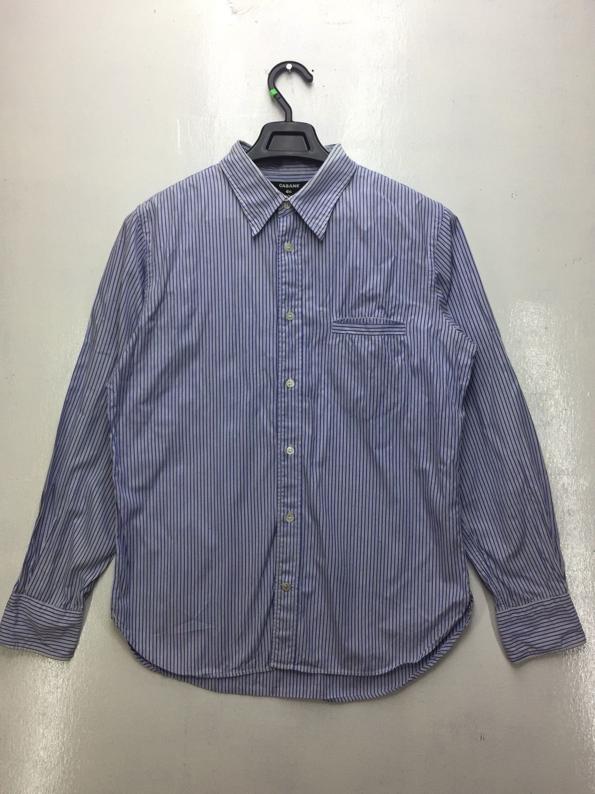 image of Cabane De Zucca Casual Stripe Shirt Made In Japan in Blue, Men's (Size Medium)