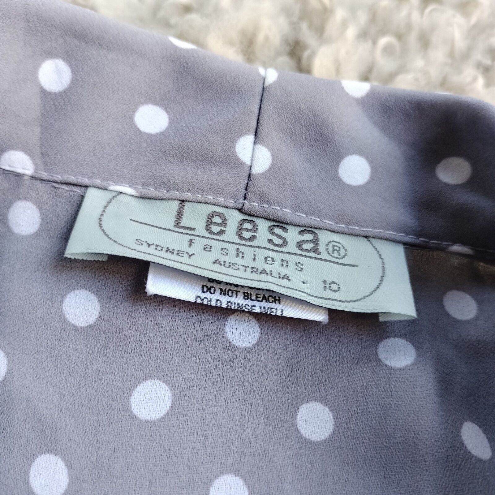 Designer × Man Made In Australia × Vintage Vintage 80s Blouse Polka Dot Button Up Bishop Sleeve Size M / US 6-8 / IT 42-44 - 8 Thumbnail