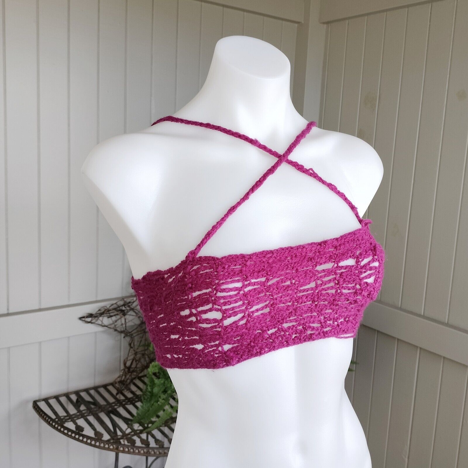 Handmade Handmade Crochet Crop Top Acrylic Yarn Size XS / US 0-2 / IT 36-38 - 3 Thumbnail