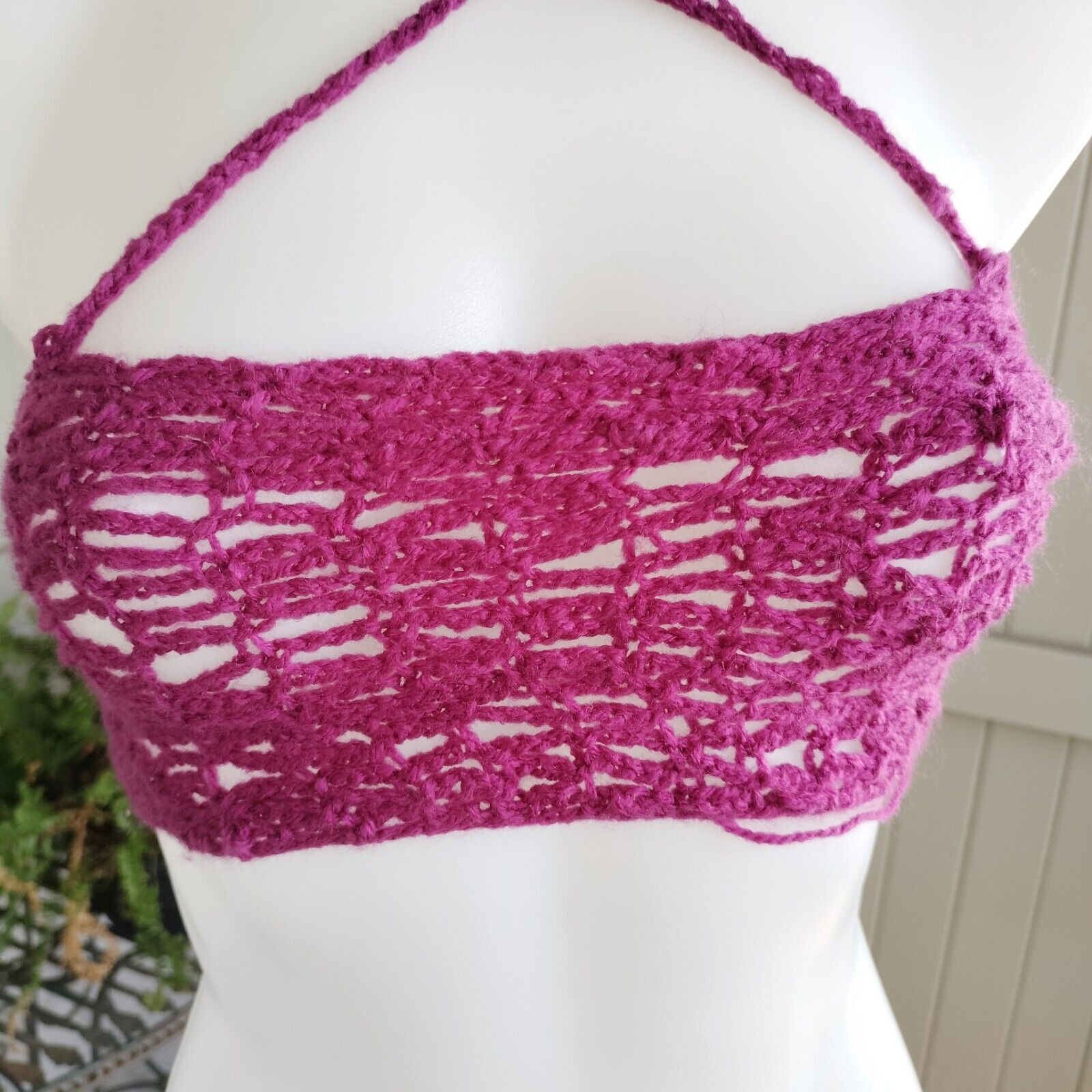 Handmade Handmade Crochet Crop Top Acrylic Yarn Size XS / US 0-2 / IT 36-38 - 6 Thumbnail