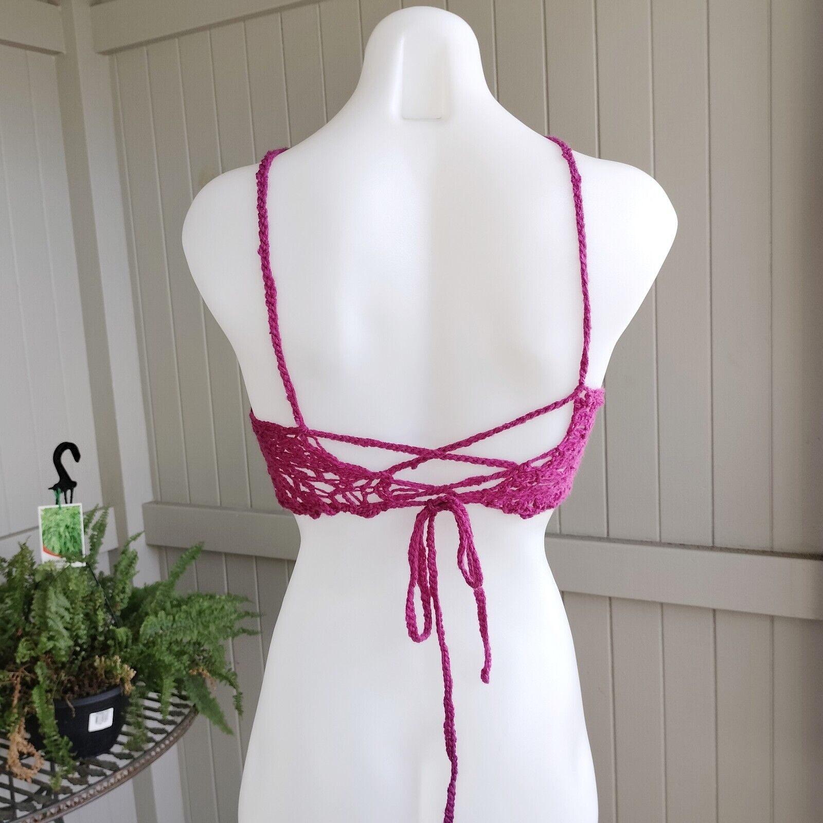 Handmade Handmade Crochet Crop Top Acrylic Yarn Size XS / US 0-2 / IT 36-38 - 4 Thumbnail
