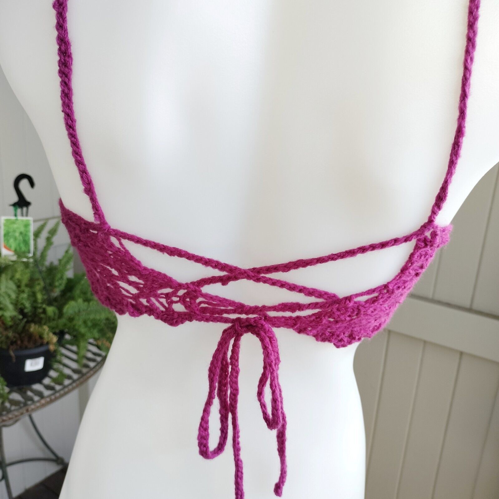Handmade Handmade Crochet Crop Top Acrylic Yarn Size XS / US 0-2 / IT 36-38 - 5 Thumbnail