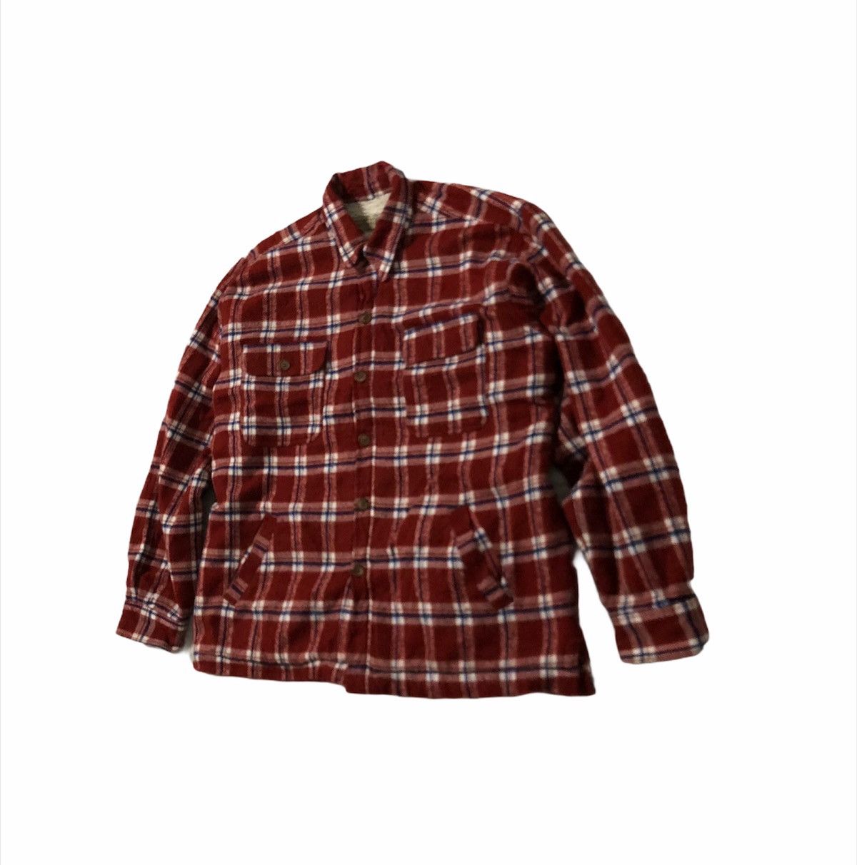 Vintage 🔥Bright Light Button Check Jacket Fleece Sherpa Inside Size US L / EU 52-54 / 3 - 4 Thumbnail