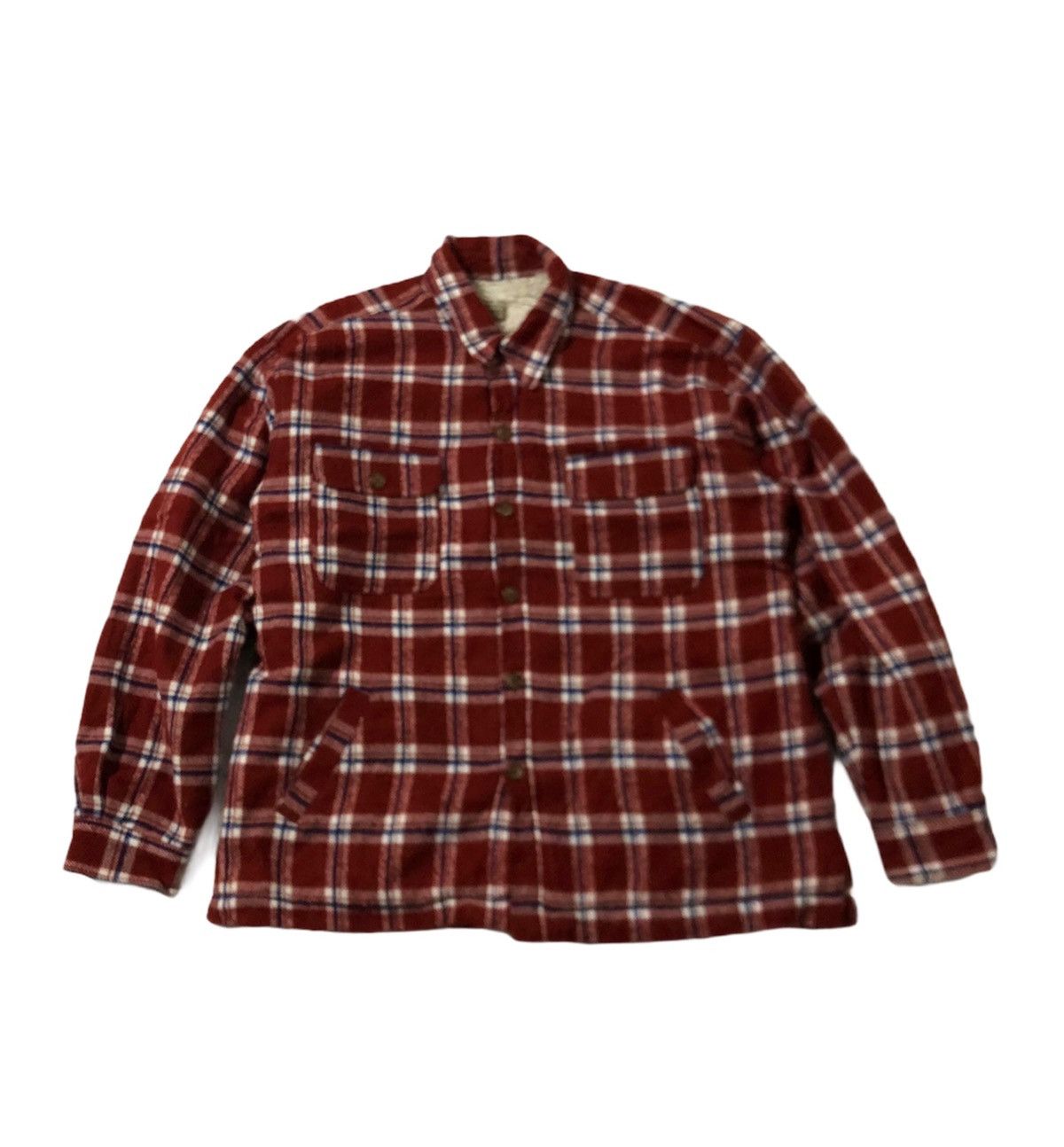 Vintage 🔥Bright Light Button Check Jacket Fleece Sherpa Inside Size US L / EU 52-54 / 3 - 2 Thumbnail