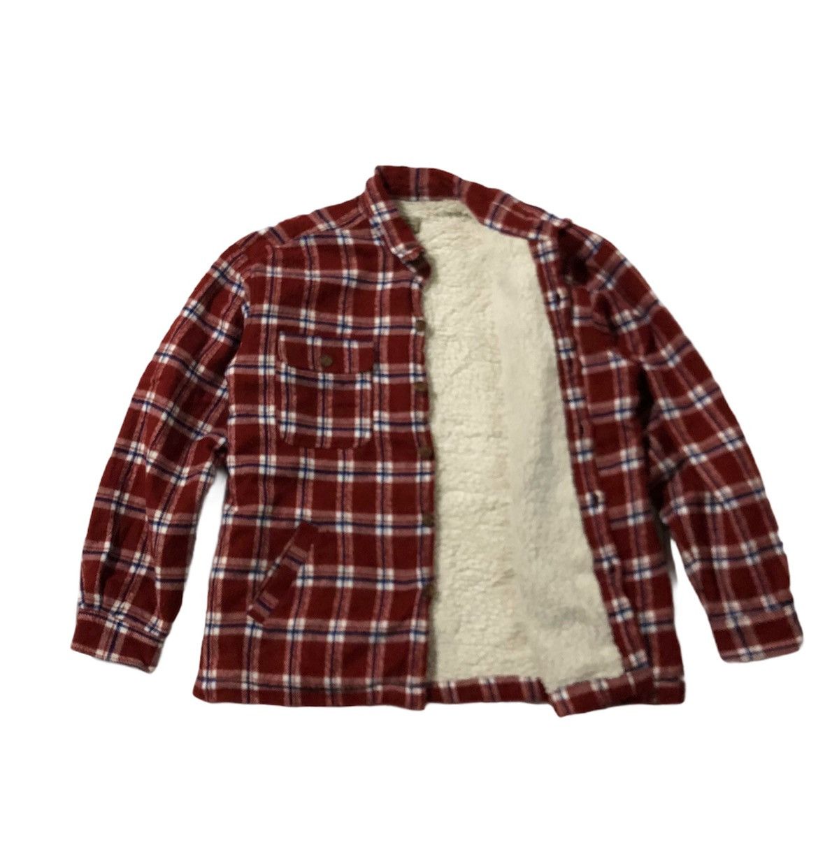 Vintage 🔥Bright Light Button Check Jacket Fleece Sherpa Inside Size US L / EU 52-54 / 3 - 1 Thumbnail