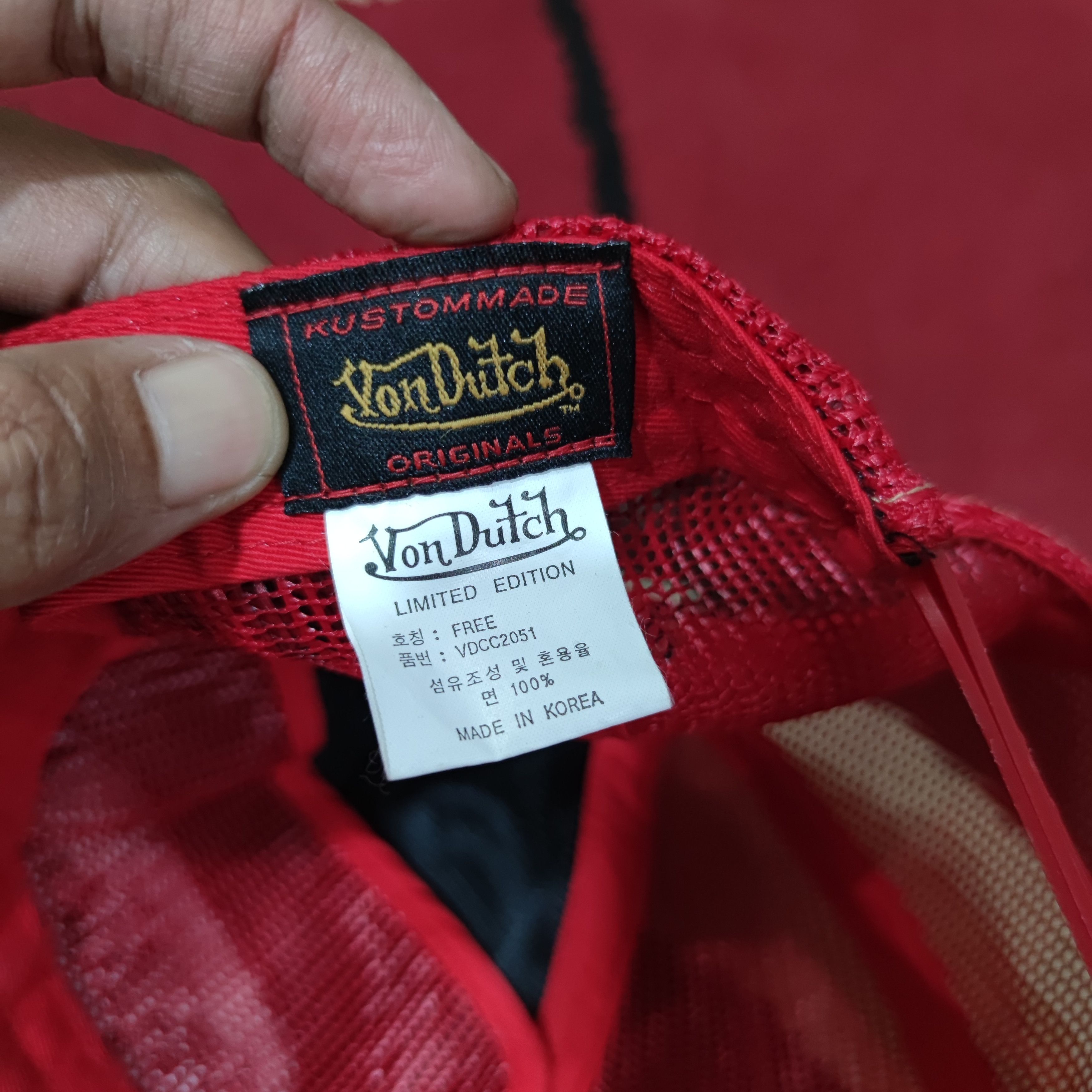 Von Dutch Vondutch Trucker Black Red Distresed Hat Cap Size ONE SIZE - 6 Thumbnail