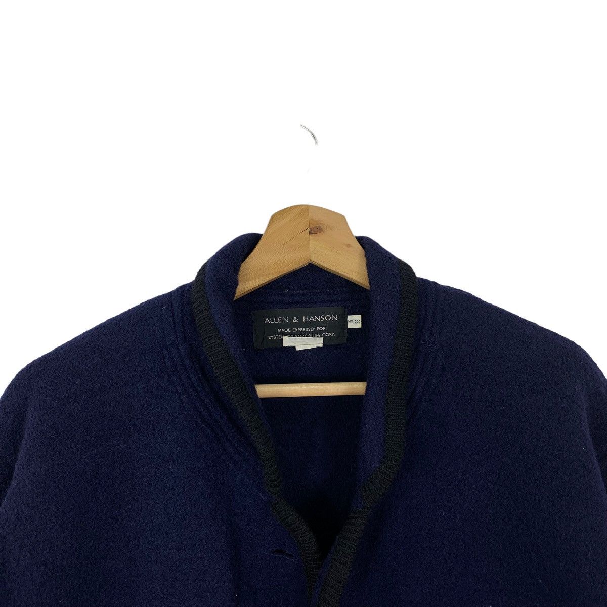 Vintage ALLEN & HANSON Multi Pocket Button Up Wool Navy Sweatshirt Size US L / EU 52-54 / 3 - 2 Thumbnail
