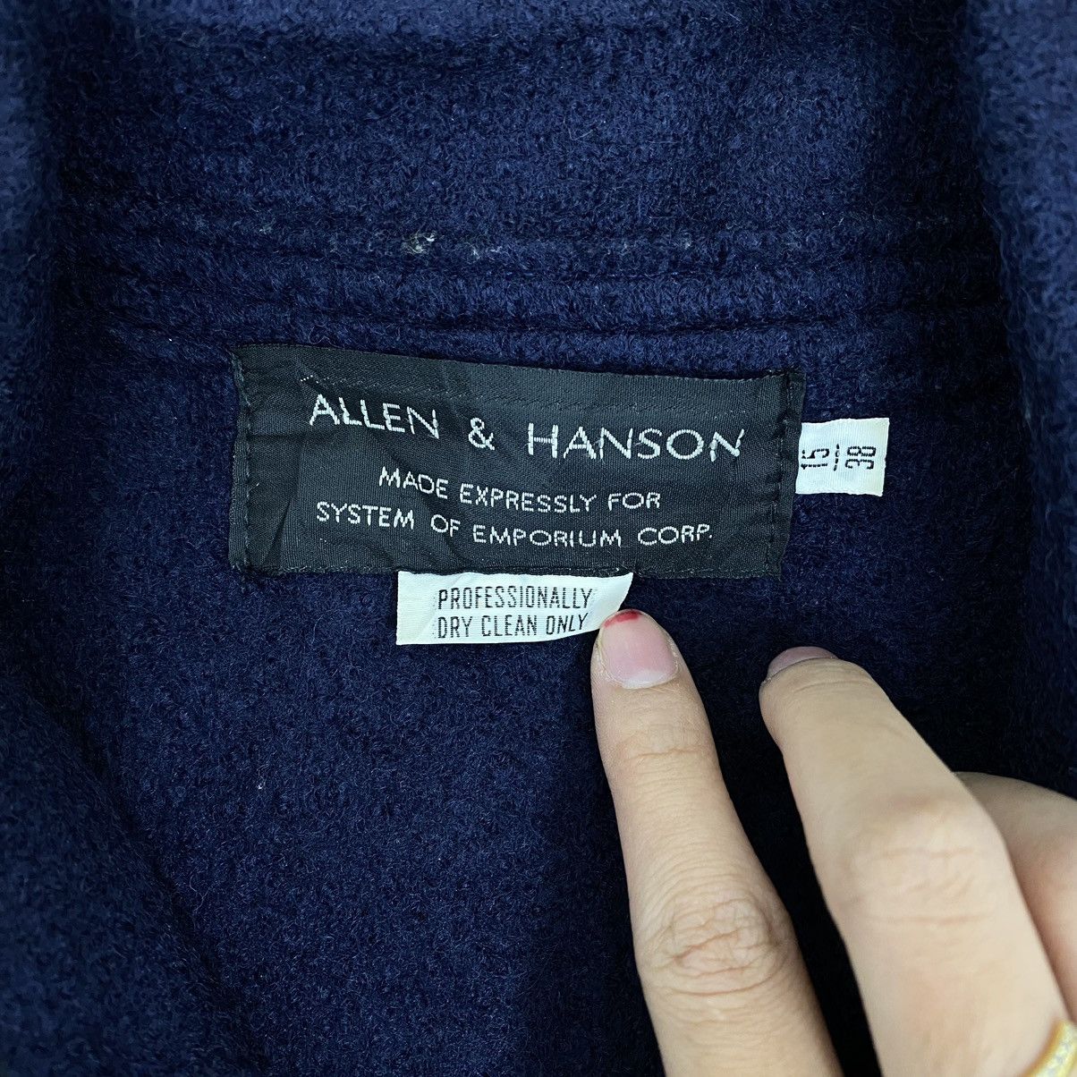 Vintage ALLEN & HANSON Multi Pocket Button Up Wool Navy Sweatshirt Size US L / EU 52-54 / 3 - 3 Thumbnail