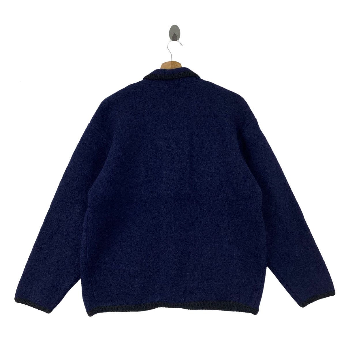 Vintage ALLEN & HANSON Multi Pocket Button Up Wool Navy Sweatshirt Size US L / EU 52-54 / 3 - 7 Thumbnail