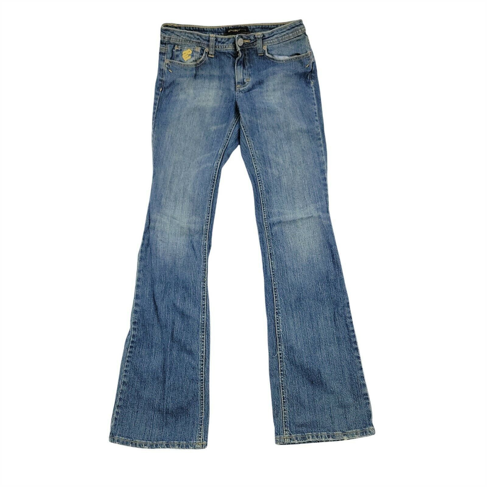 Jean Large Rocawear Taille 13 Bleu Denim Avec Crâne Doré, Bon état D'occasion