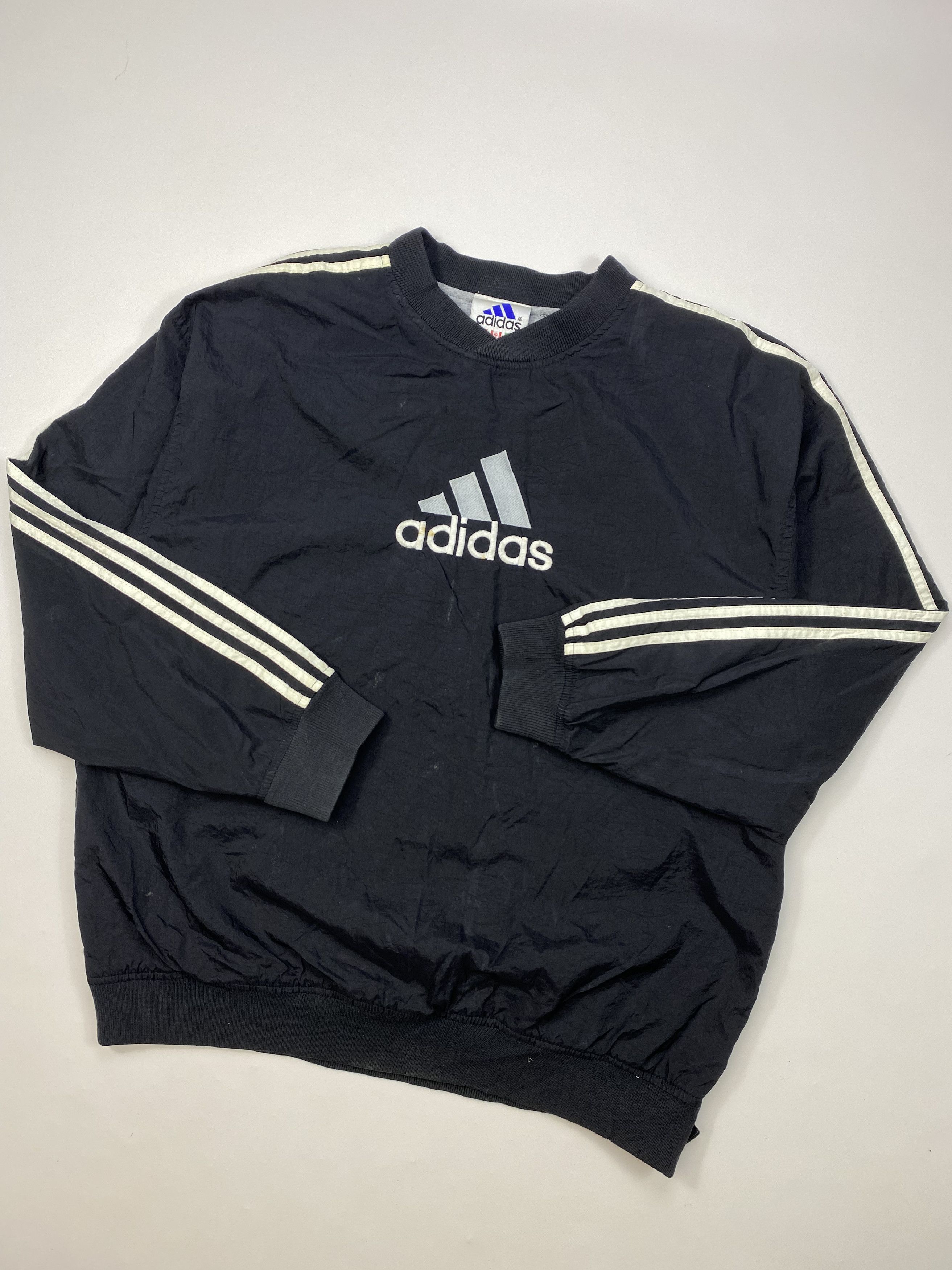 Vintage 90s-00'S Adidas logo sweatshirt, size M, men's cotton navy blue type Vintage Second Hand