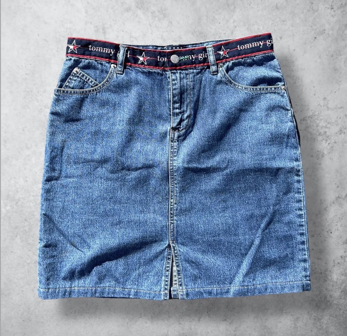 Vintage Vintage Tommy Hilfiger Tommy Girl Mini Denim Jean Skirt Size 30" / US 8 / IT 44 - 1 Preview