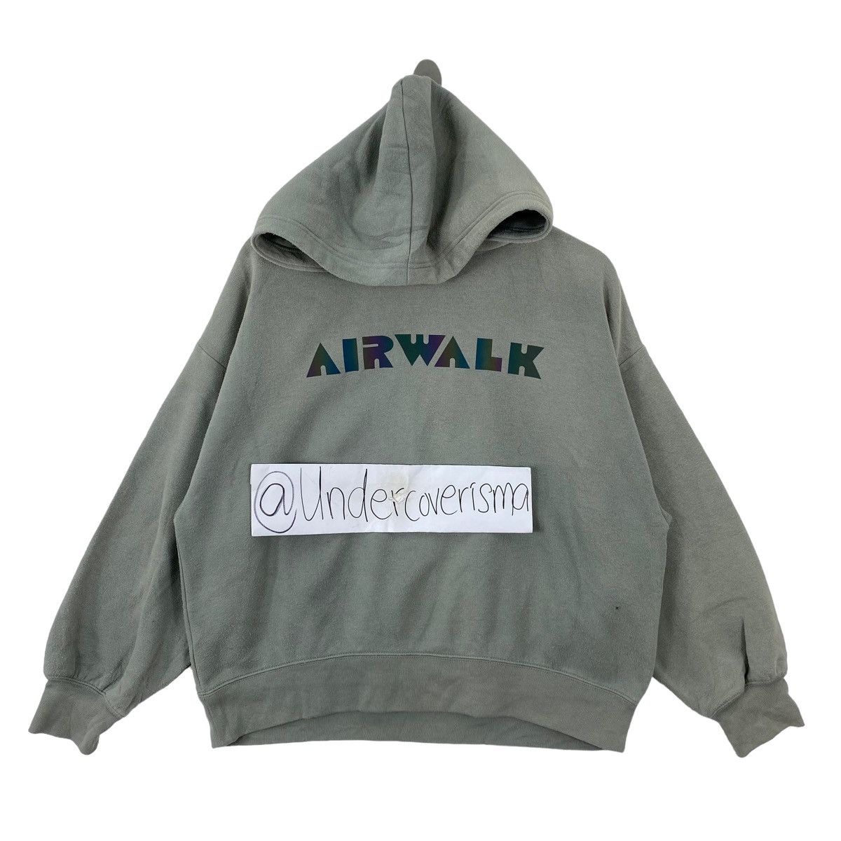 image of Vintage Airwalk Skateboard Print Grey Hoodie, Men's (Size Large)