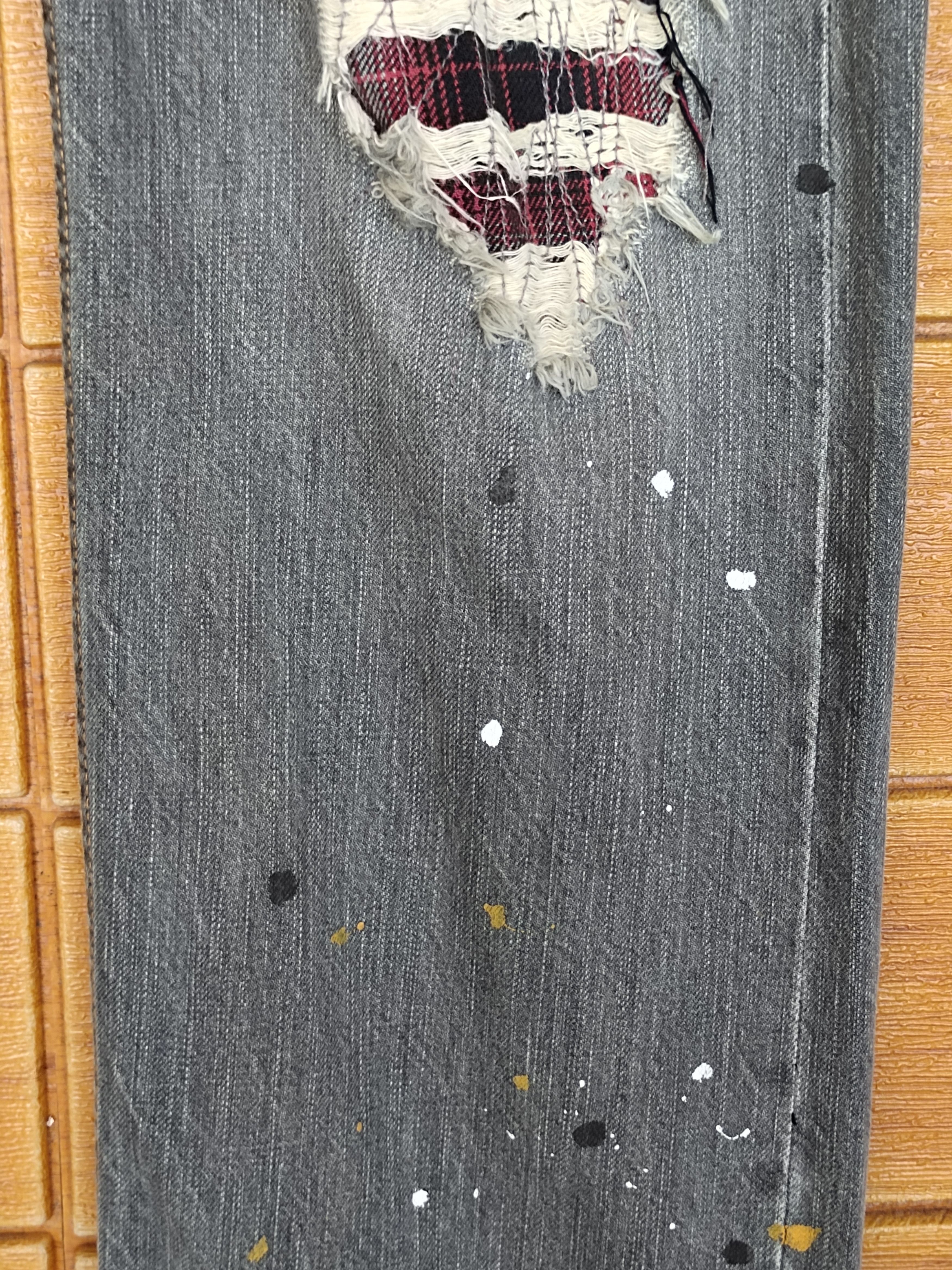 Hysteric Glamour Vintage RATTLE TRAP Painted Splash Distressed Denim Jeans Size US 34 / EU 50 - 12 Thumbnail