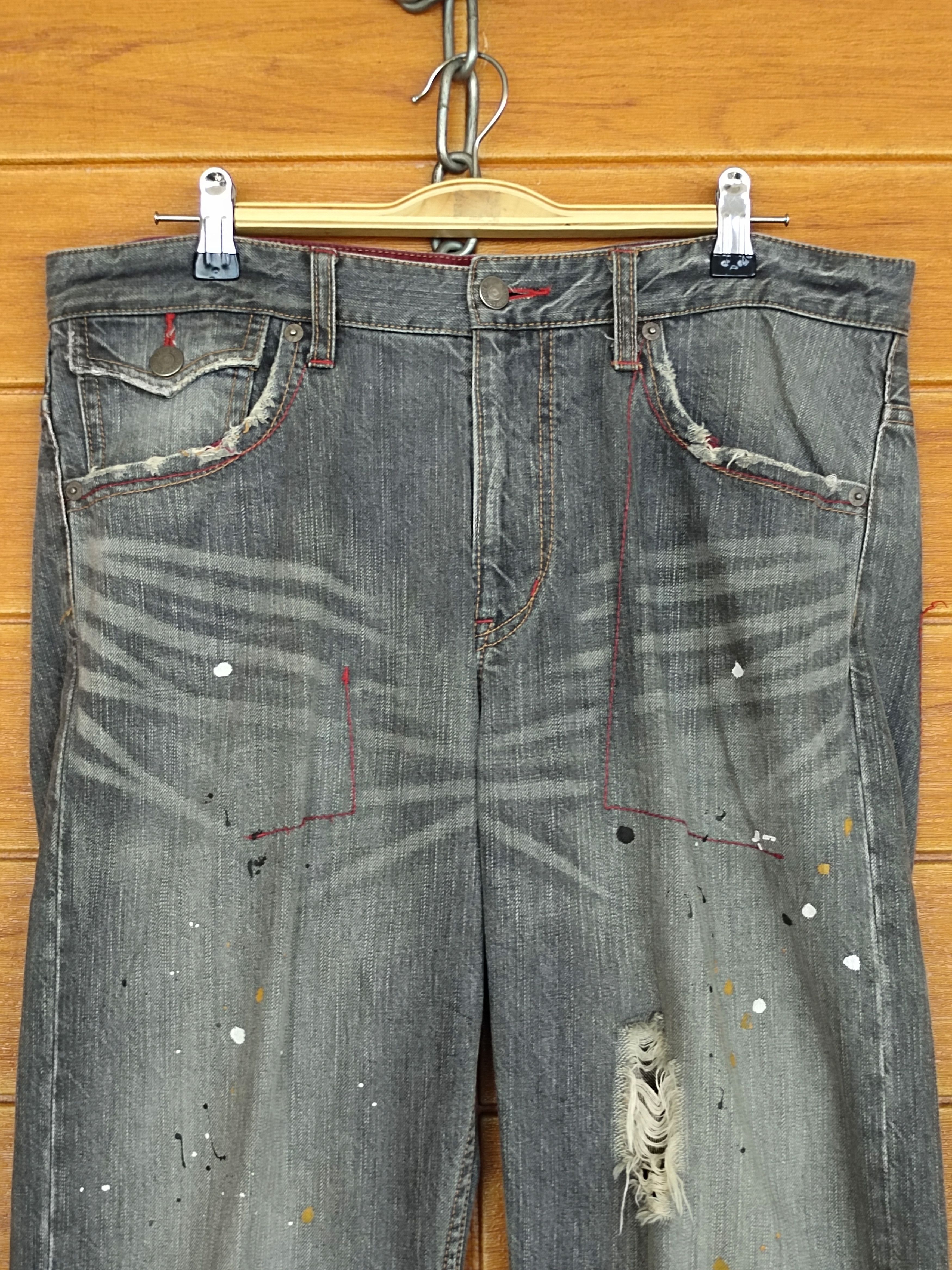 Hysteric Glamour Vintage RATTLE TRAP Painted Splash Distressed Denim Jeans Size US 34 / EU 50 - 3 Thumbnail